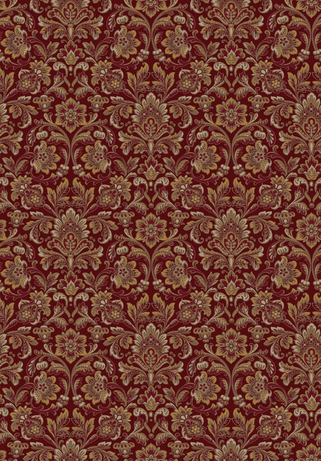 Foglavik, vinröd tapet från Boråstapeter med medaljonger mönster i röd och brun. Från kollektionen anno. Nonwoven-material med rak passning. Passar i sovrum och matsal.