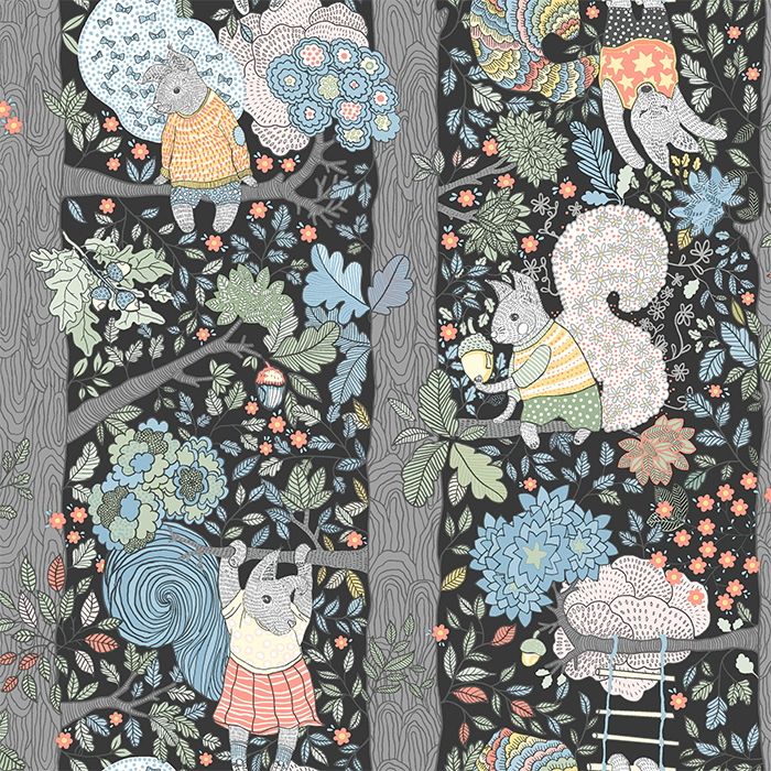 Charlie från Boråstapeter i svart och multifärg. Från kollektionen Scandinavian Designers Mini.