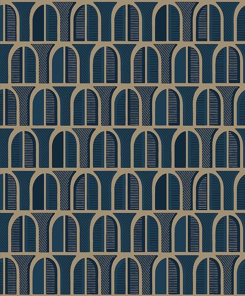 Venice tapet från Boråstapeter med grafiskt mönster i blå. Från kollektionen The Apartment. Nonwoven-material med rak passning. Passar i kök och arbetsrum.