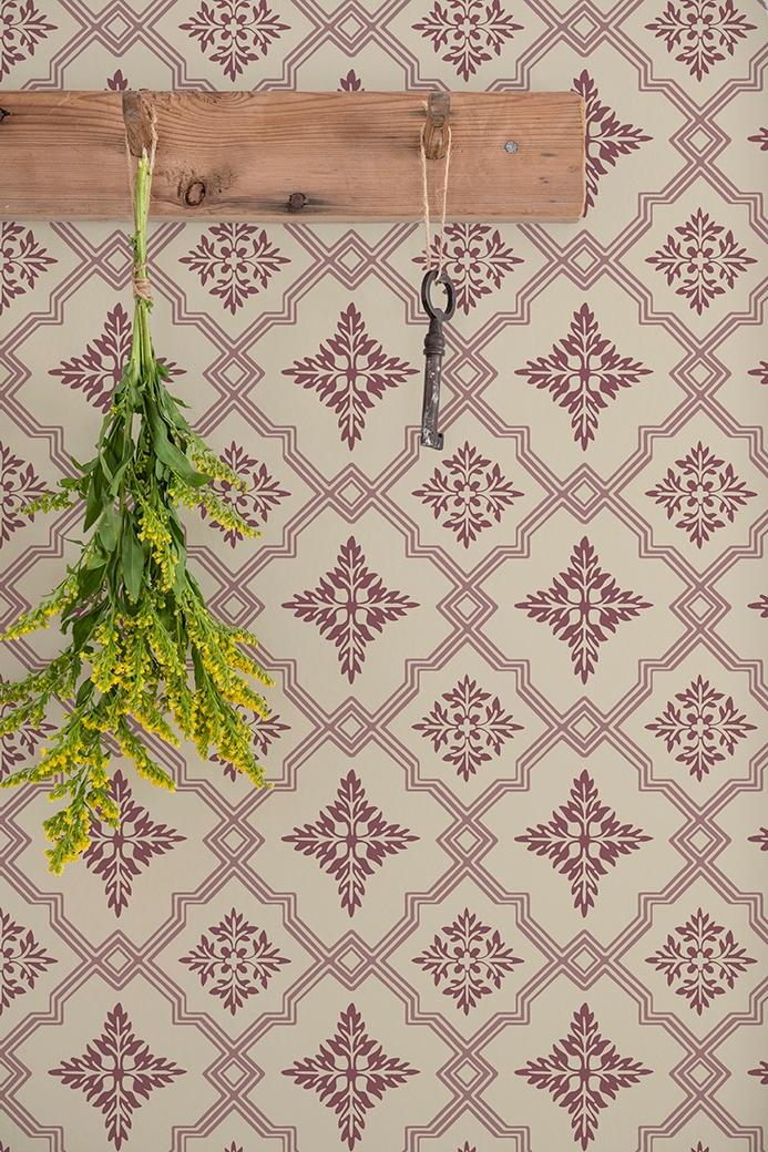 Börsjö, Röd tapet från duro med rutigt mönster i röd. Från kollektionen Gammalsvenska QuickUp. Nonwoven-material med rak passning.