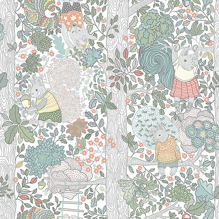 Charlie från Boråstapeter i grön och multifärg. Från kollektionen Scandinavian Designers Mini.