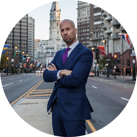 Attorney Posing in Philadelphia Street