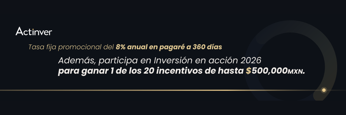 Actinver Tasa fija promocional del 8% anual en pagaré a 360 días. Además, pa
