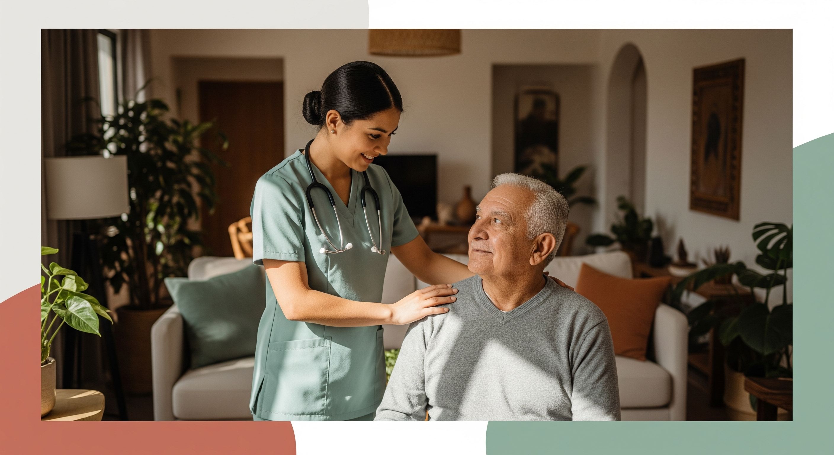 adulto mayor y su cuidadora