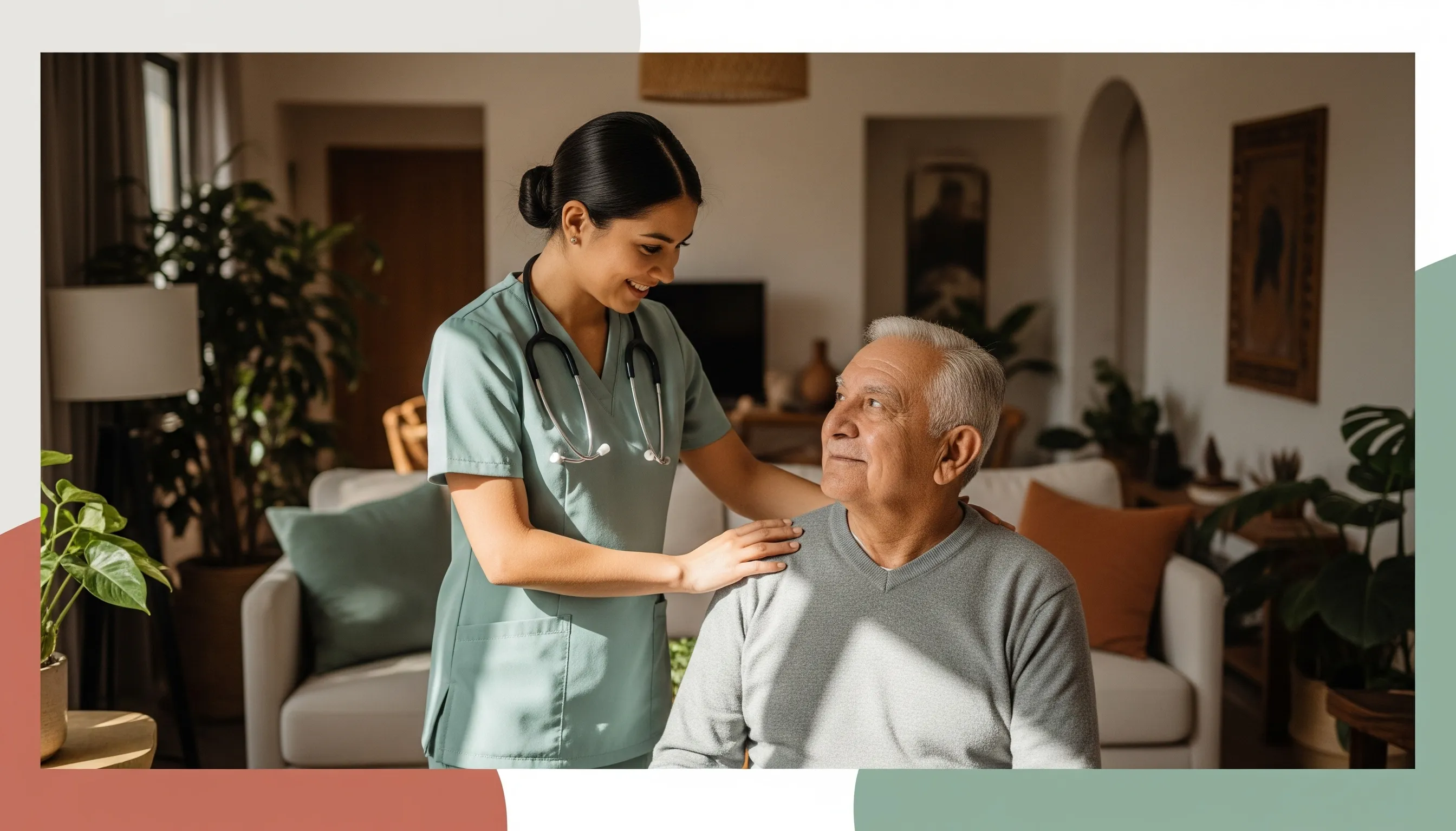 adulto mayor y su cuidadora