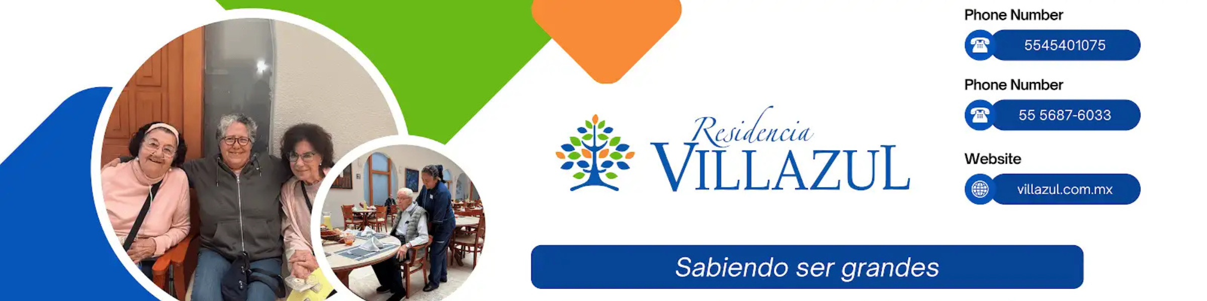 Imagen institucional de Villa Azul que comunica experiencia, confianza y calidad de vida para adultos mayores en un entorno seguro y humano.