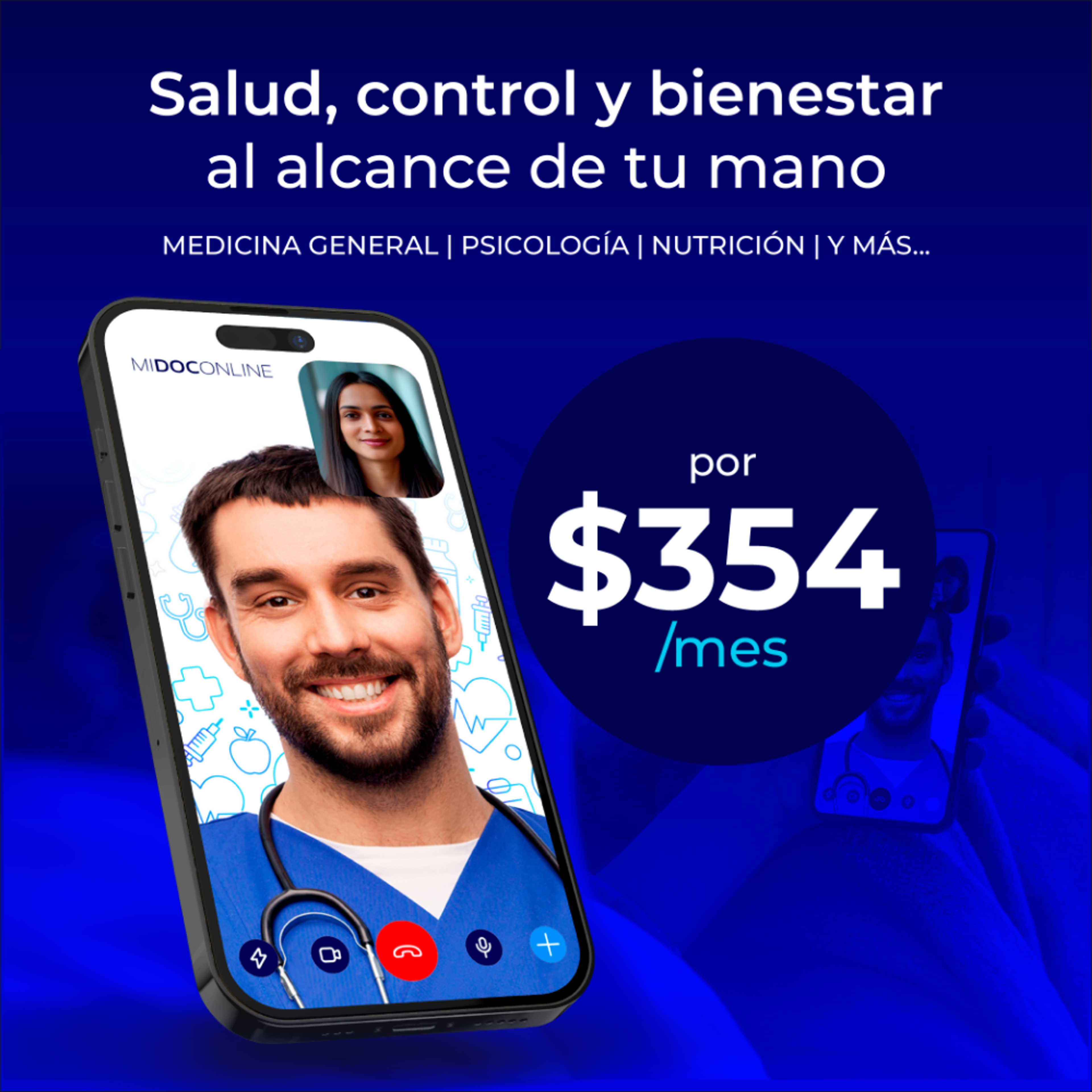 Celular con imagen de doctor en videollamada