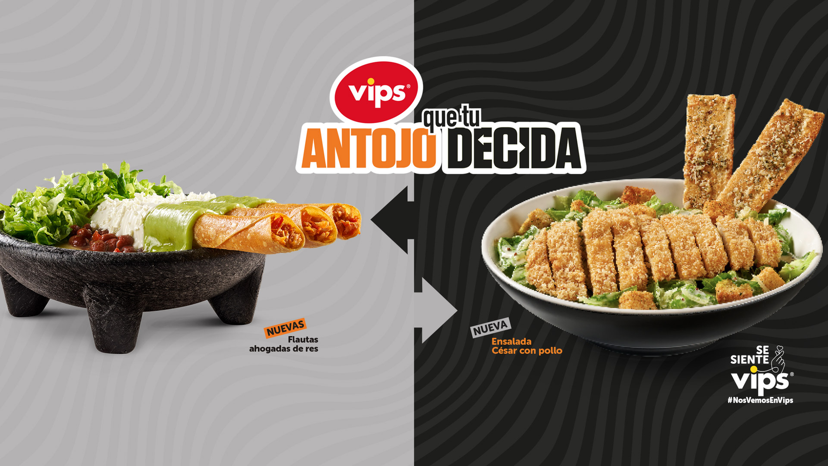 Promocional Vips, contiene flautas y pollo.