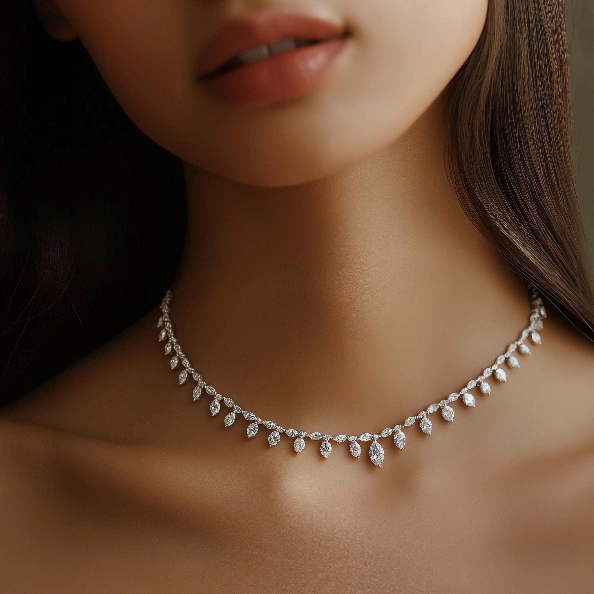 Main view of Infinity Leaf Marquise Diamond Necklace