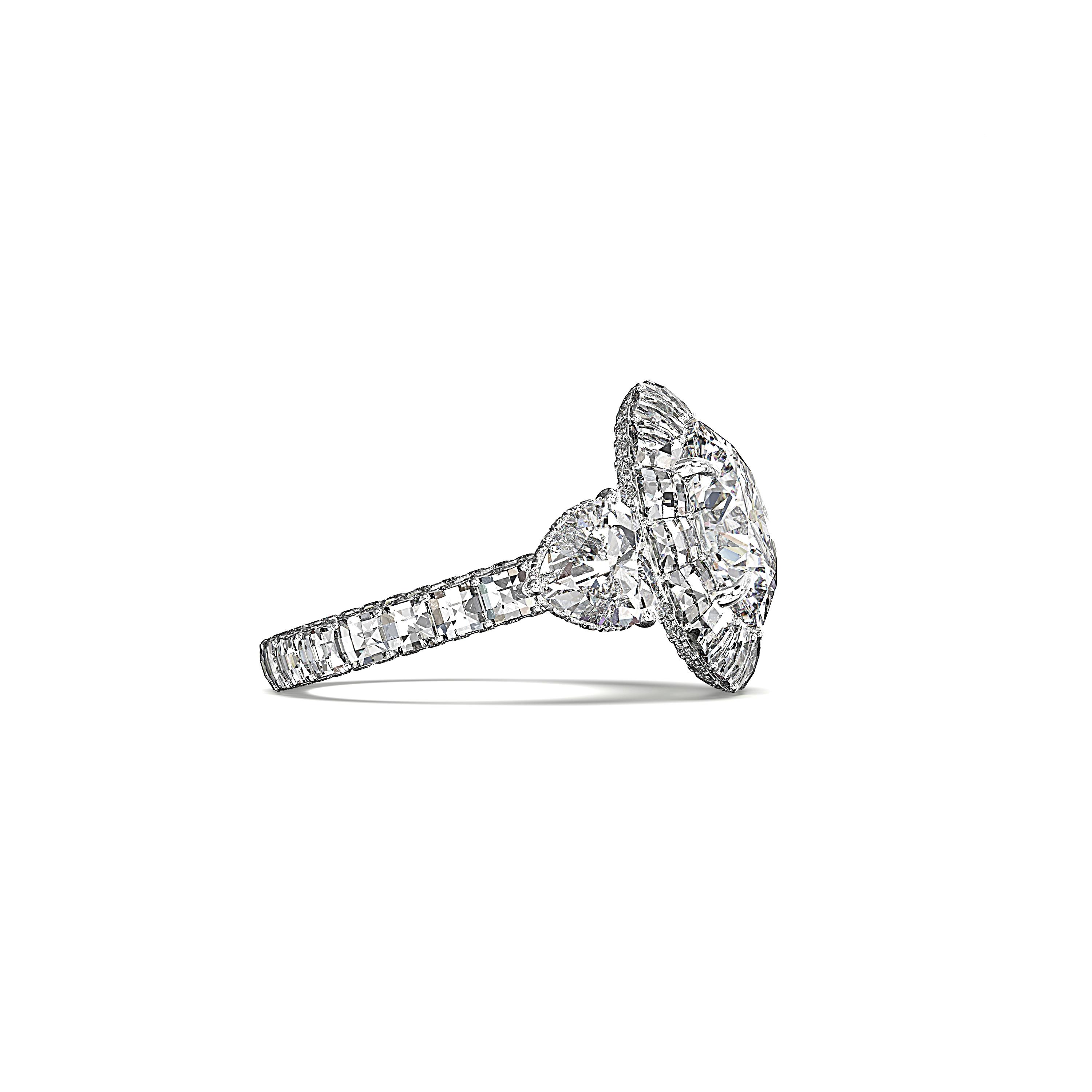 Main view of Hearts of Eternity Cushion Baguette Diamond Ring