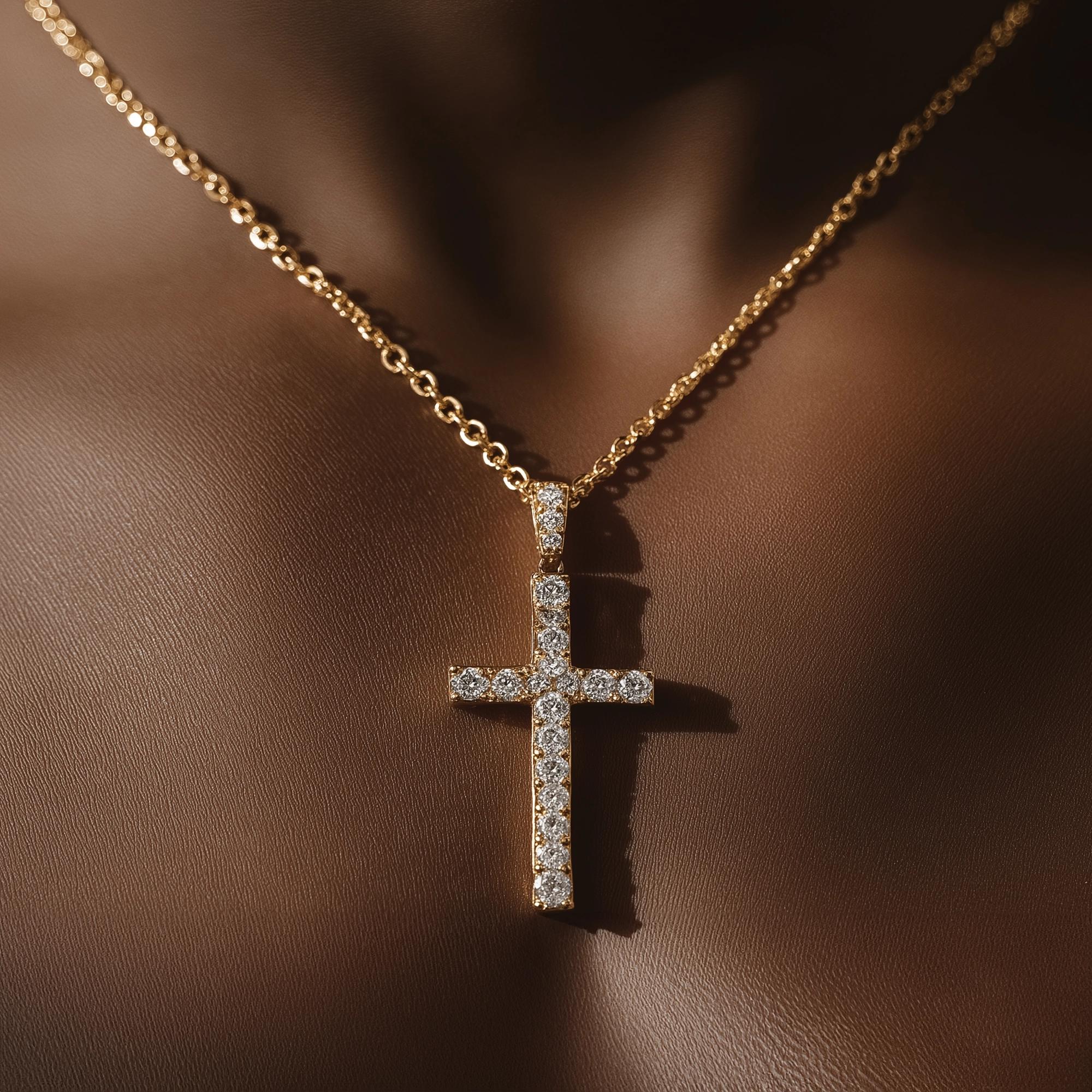 Main view of King Covenant Diamond Cross Pendant-43mm