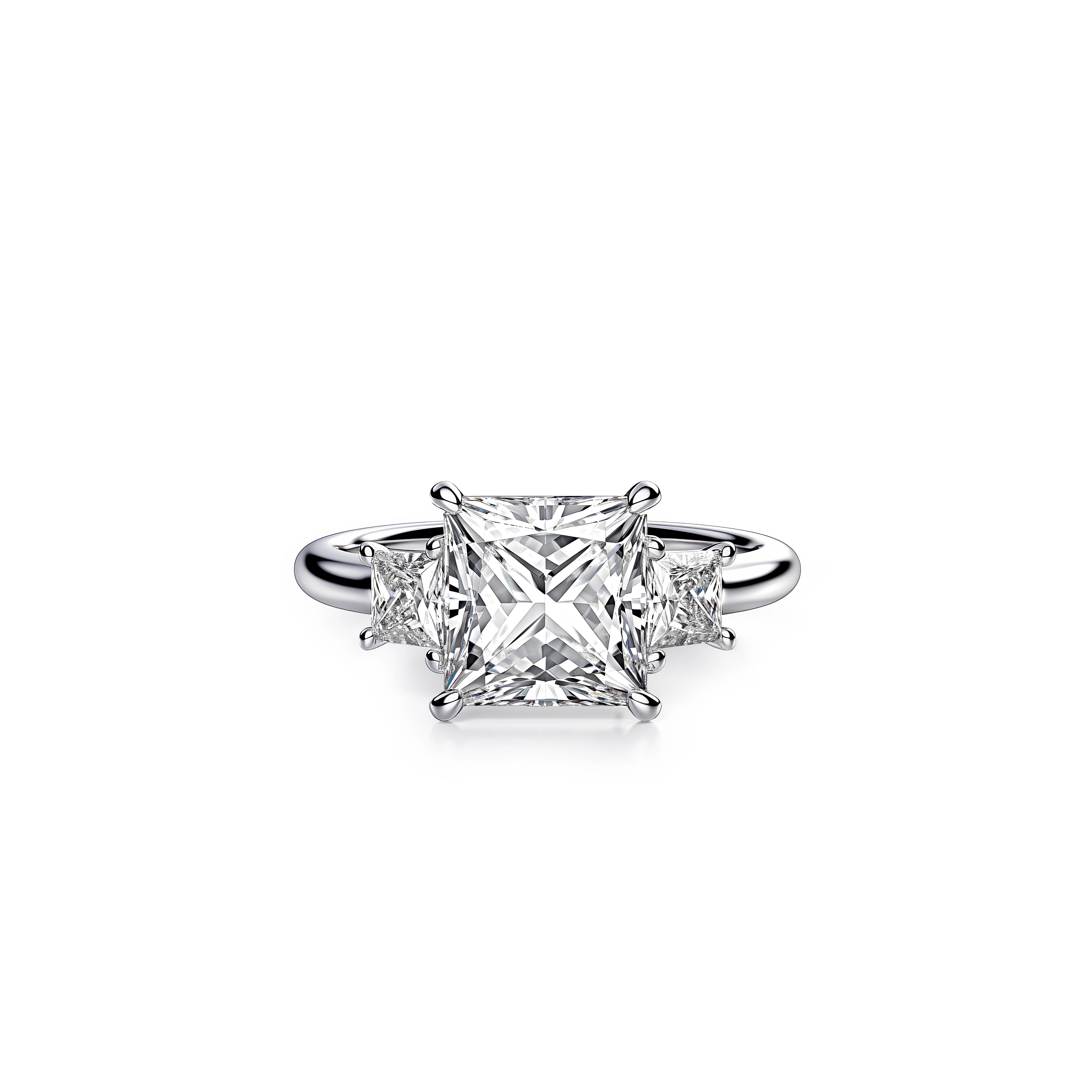 Main view of Classic Regal Trifecta Princess Cut Engagement Ring