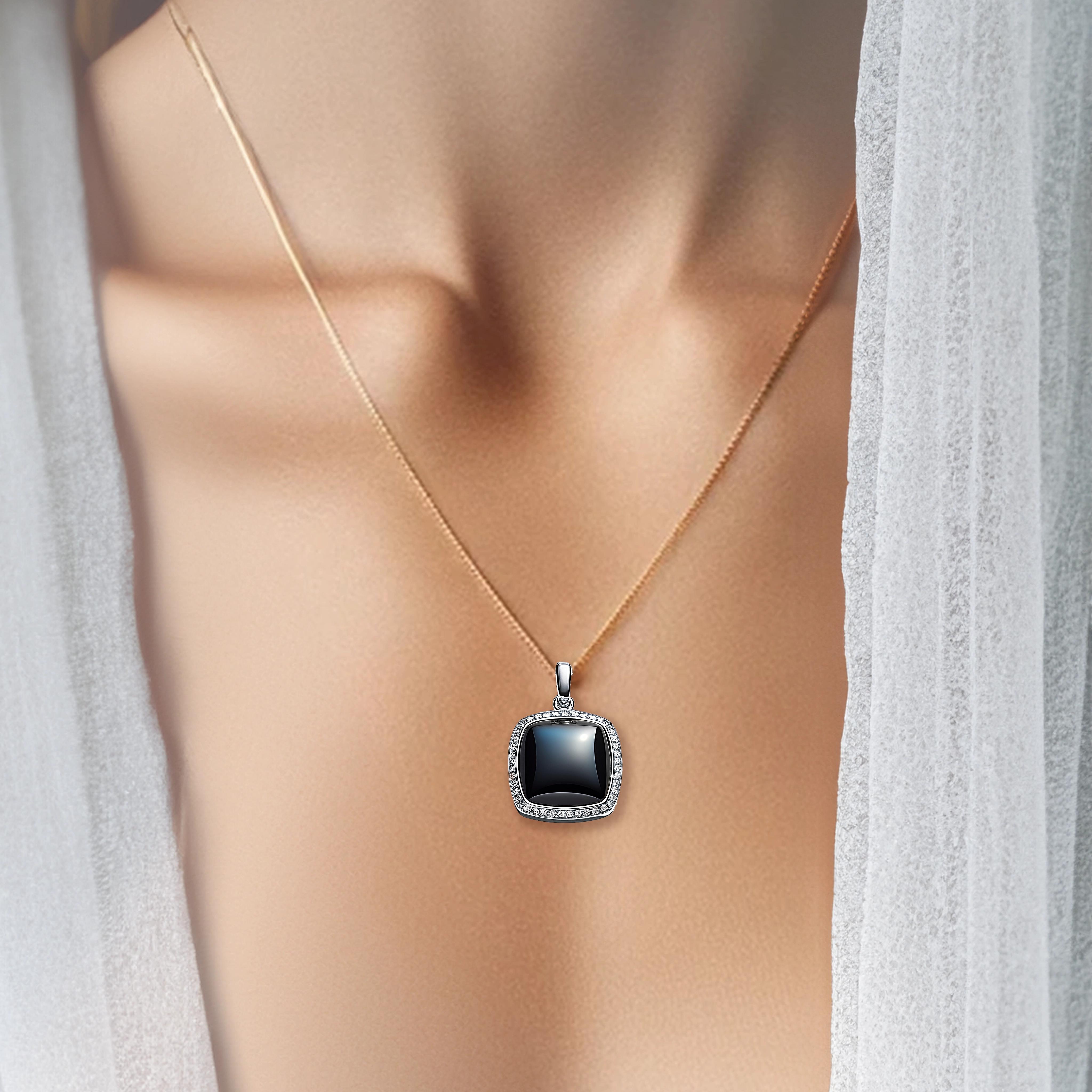 Main view of Midnight Elegance Onyx Cabochon Pendant