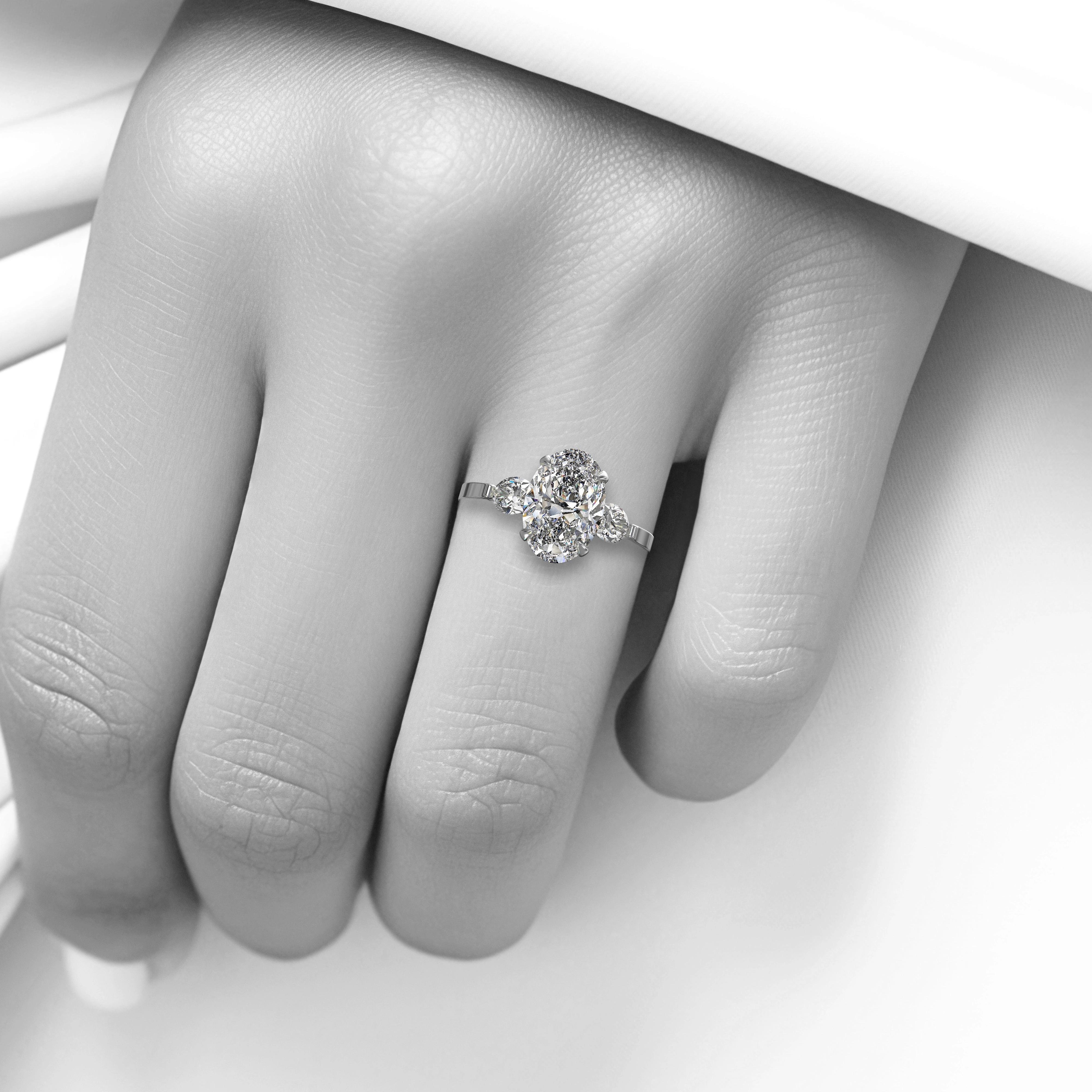 Main view of Timeless Pear Trilogy Diamond Ring