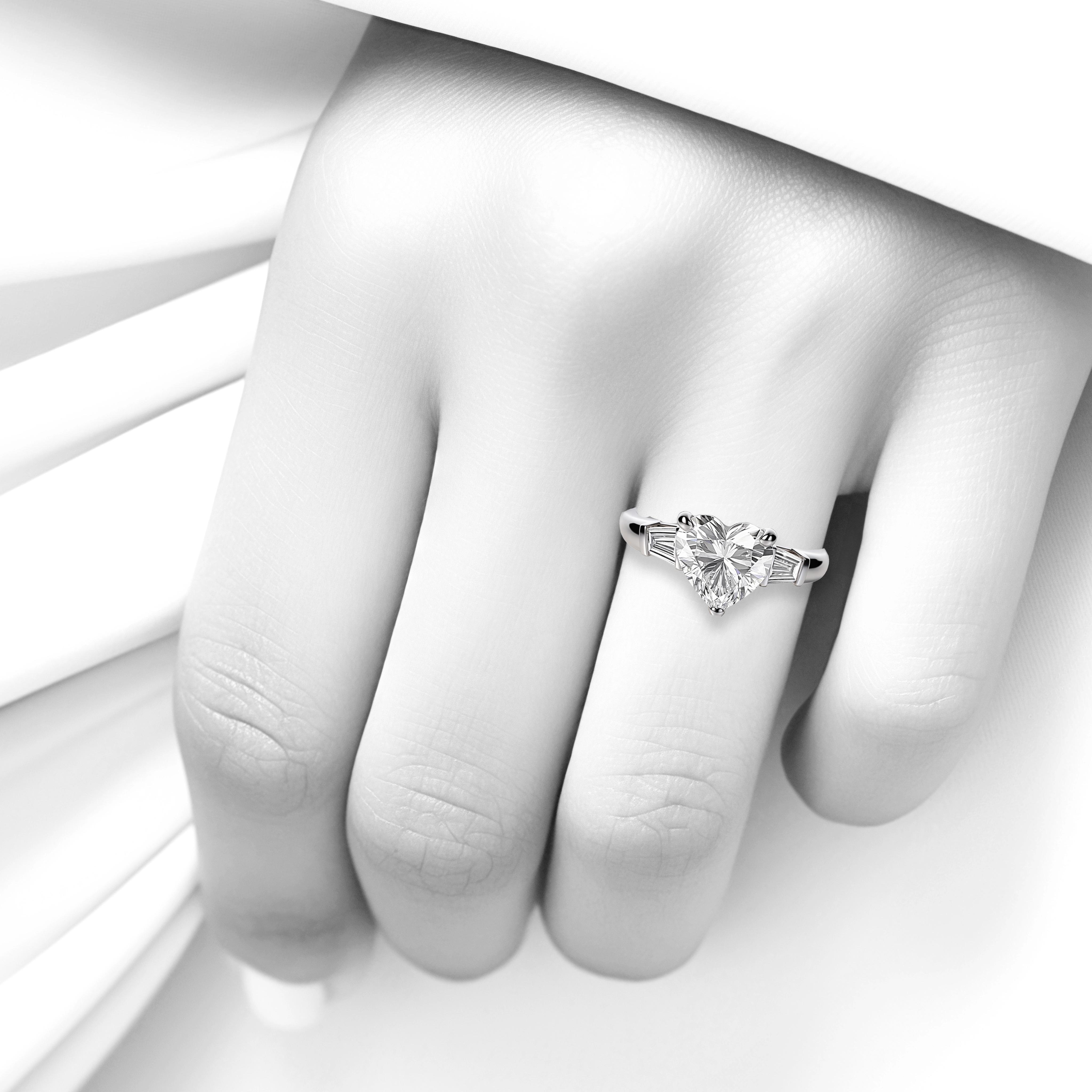Main view of True Heart Baguette Diamond Ring