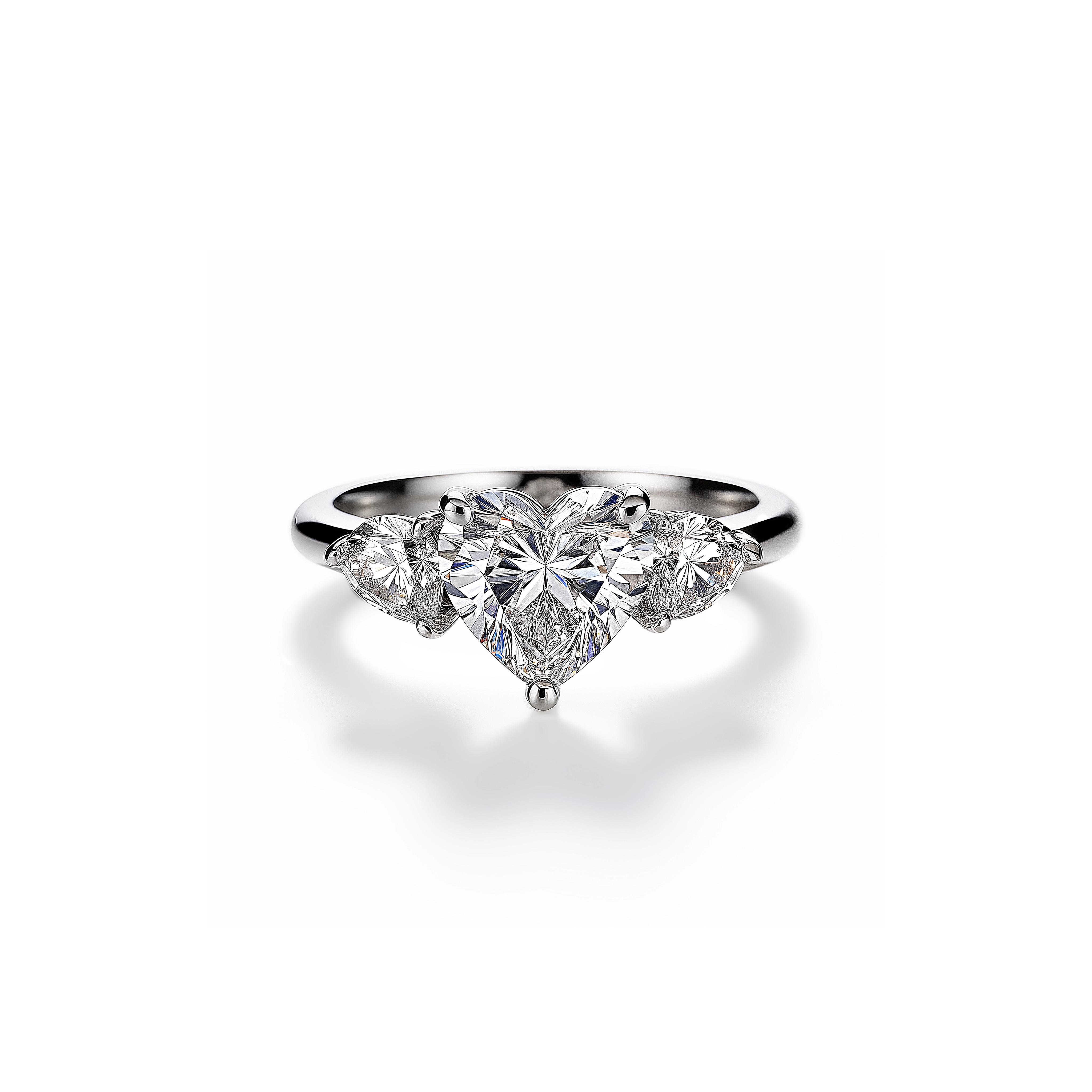 Main view of Pear-Embraced Heart Diamond Ring