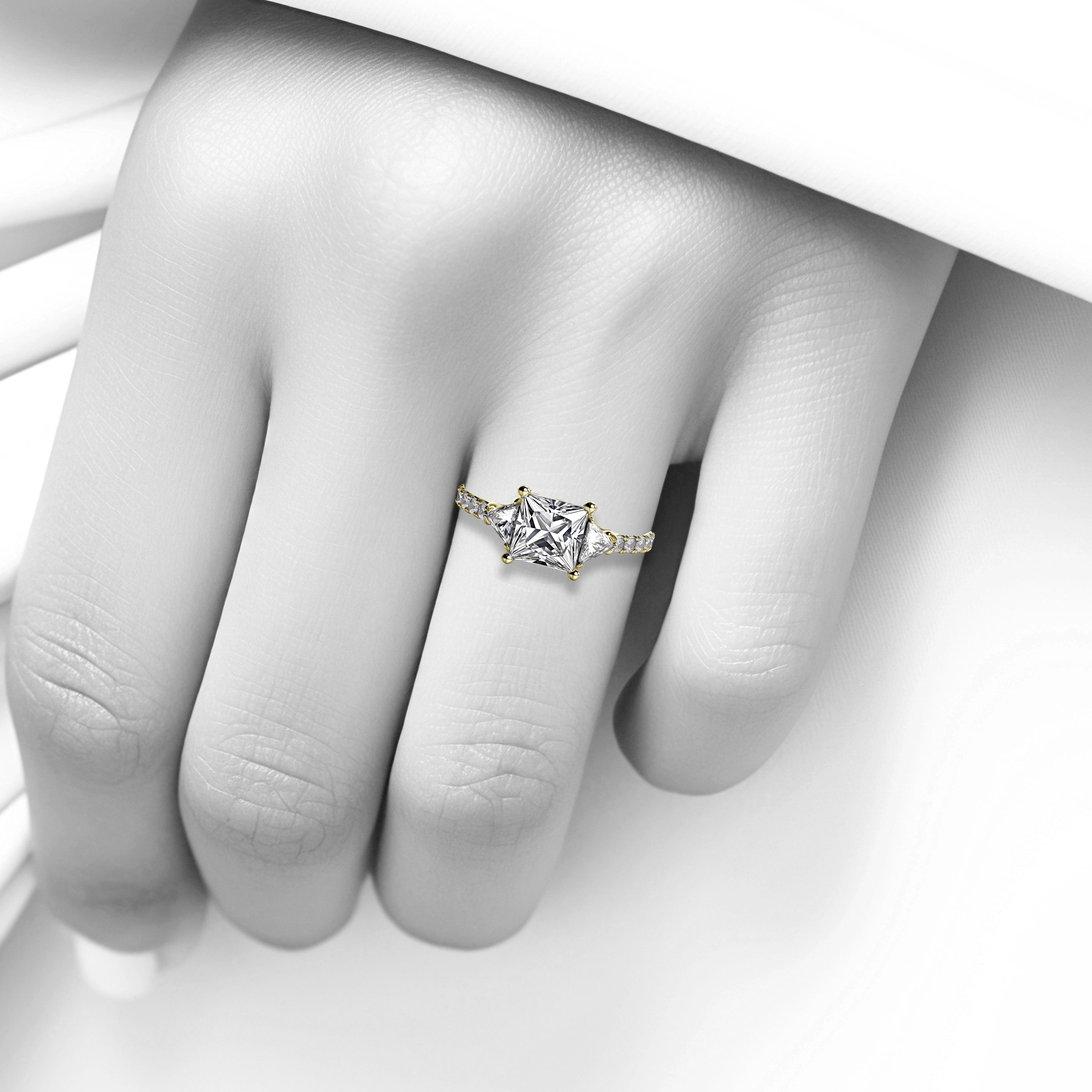 Main view of Trilliant Princess Diamond Engagement Ring