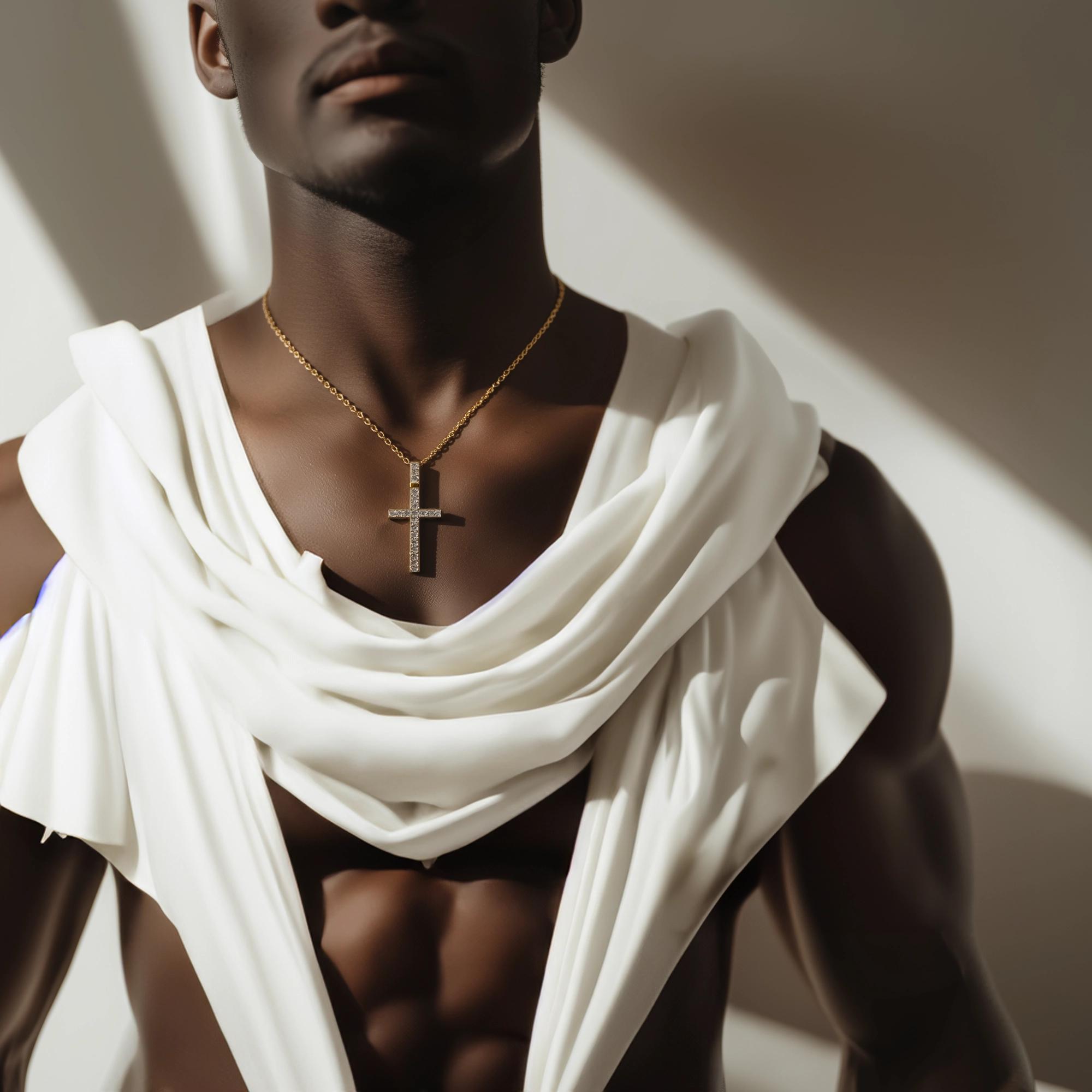 Main view of King Covenant Diamond Cross Pendant-43mm