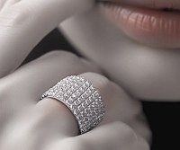 Wide band ring on a the hand