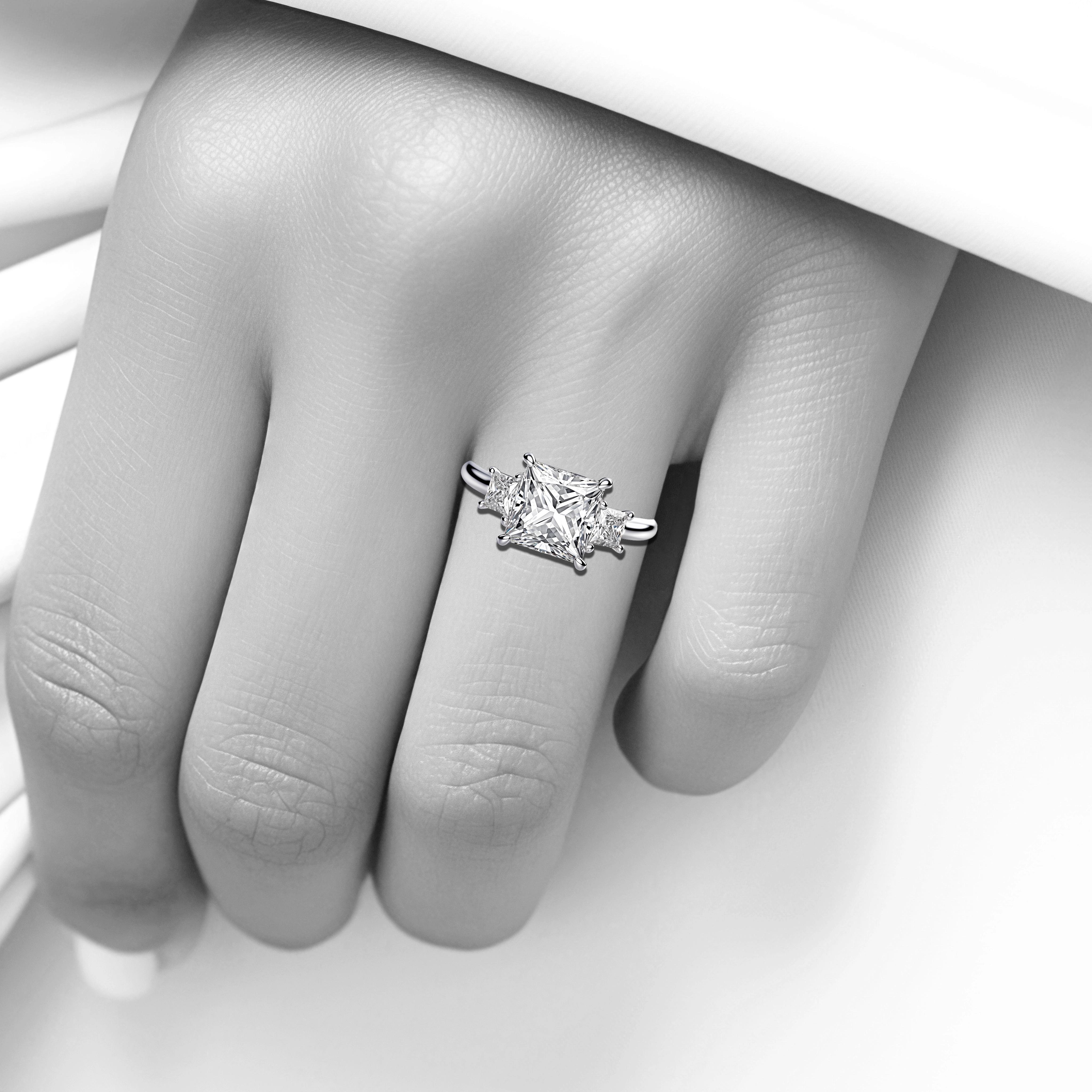 Main view of Classic Regal Trifecta Princess Cut Engagement Ring
