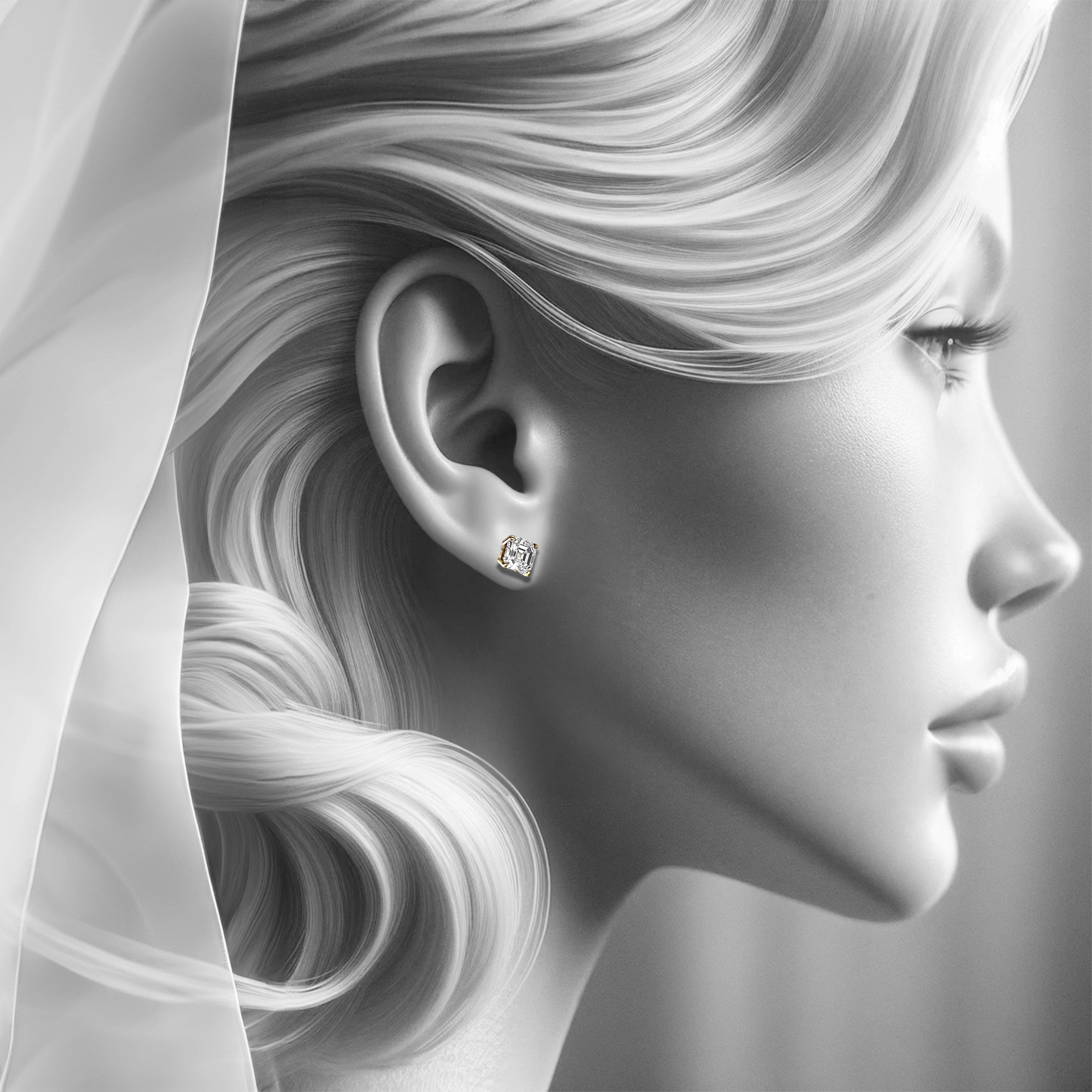 Main view of Contemporary Crown Diamond Studs