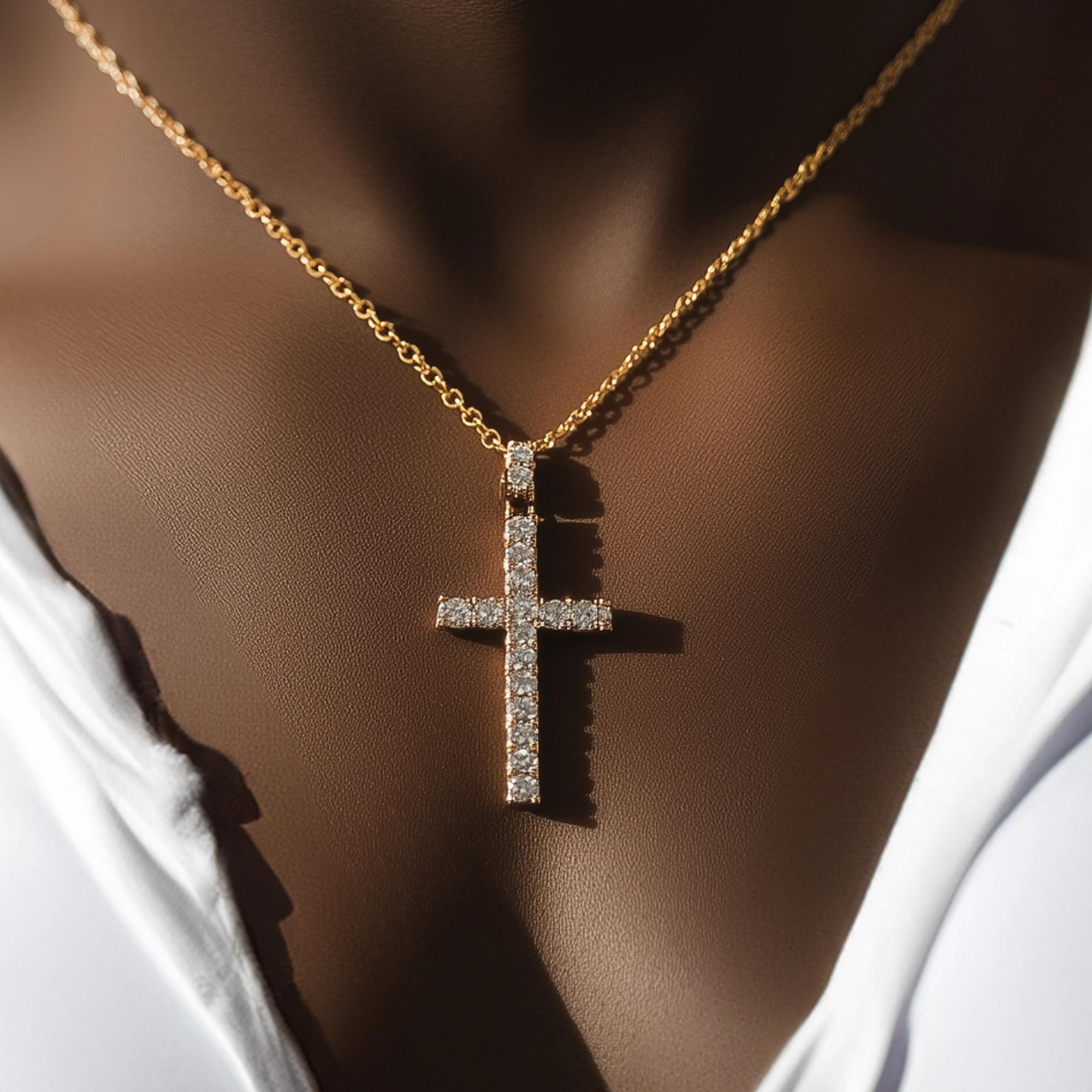 Main view of King Covenant Diamond Cross Pendant-43mm