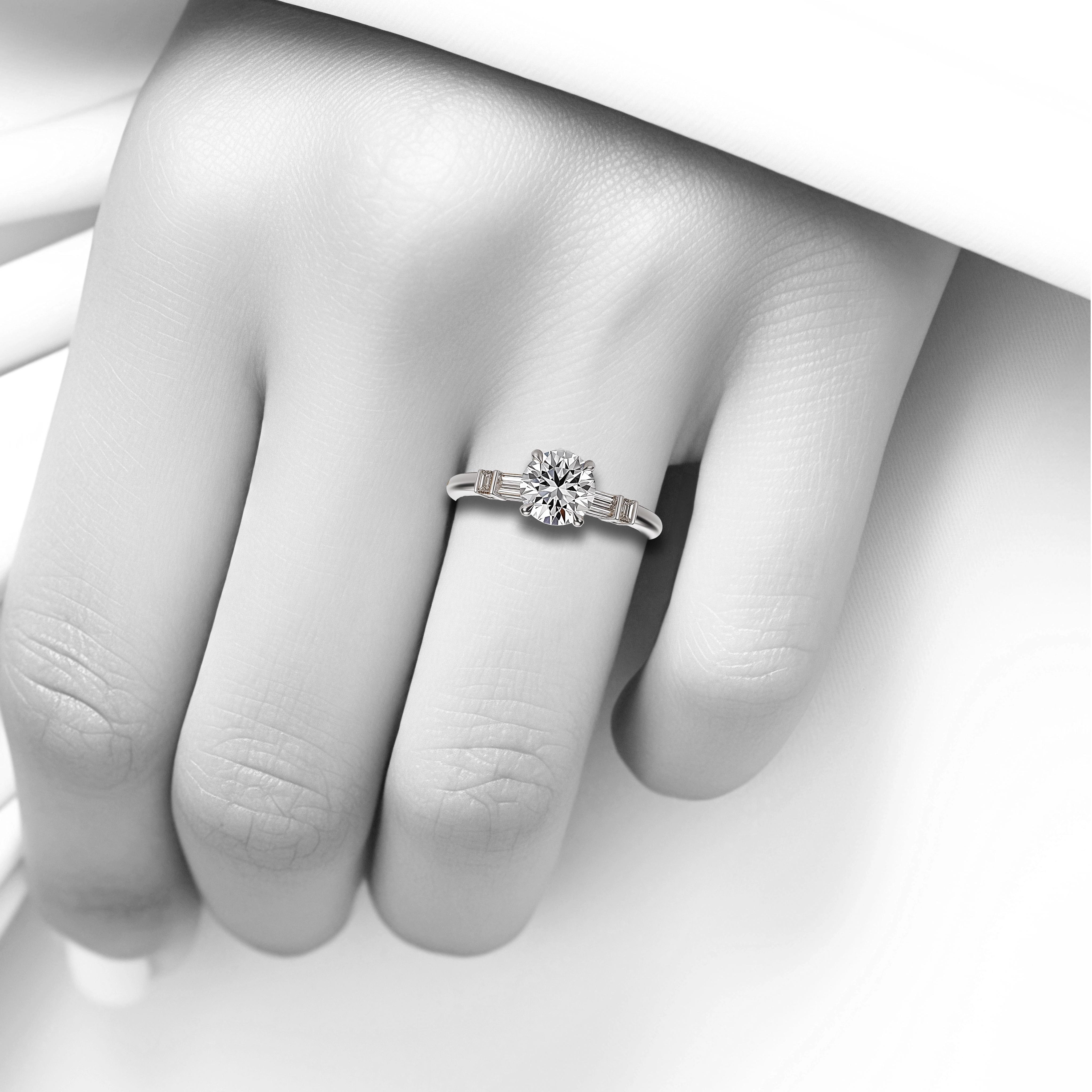 Main view of Baguette Mosaic Round Diamond Ring