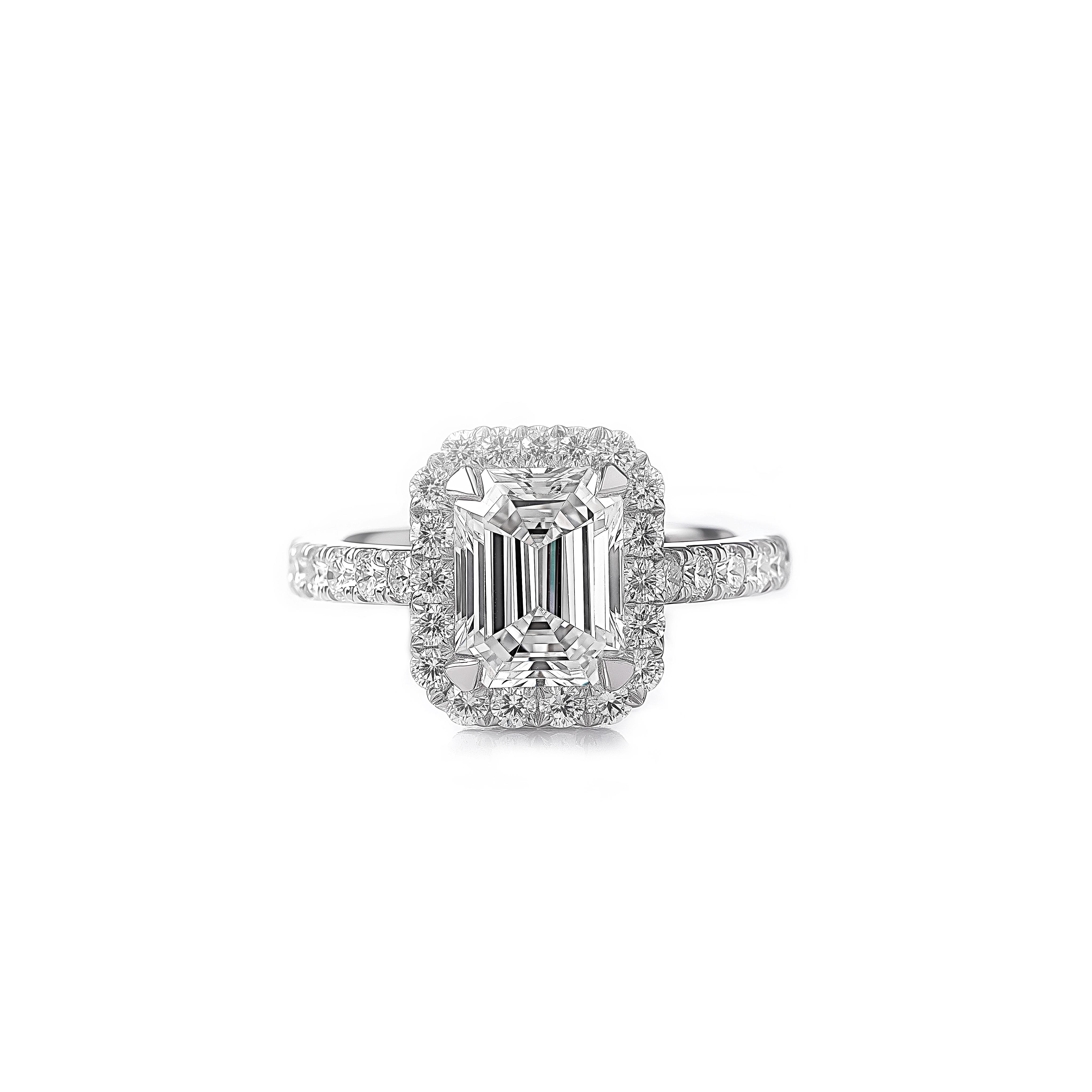 Main view of Grandeur Halo Emerald Cut Diamond Ring