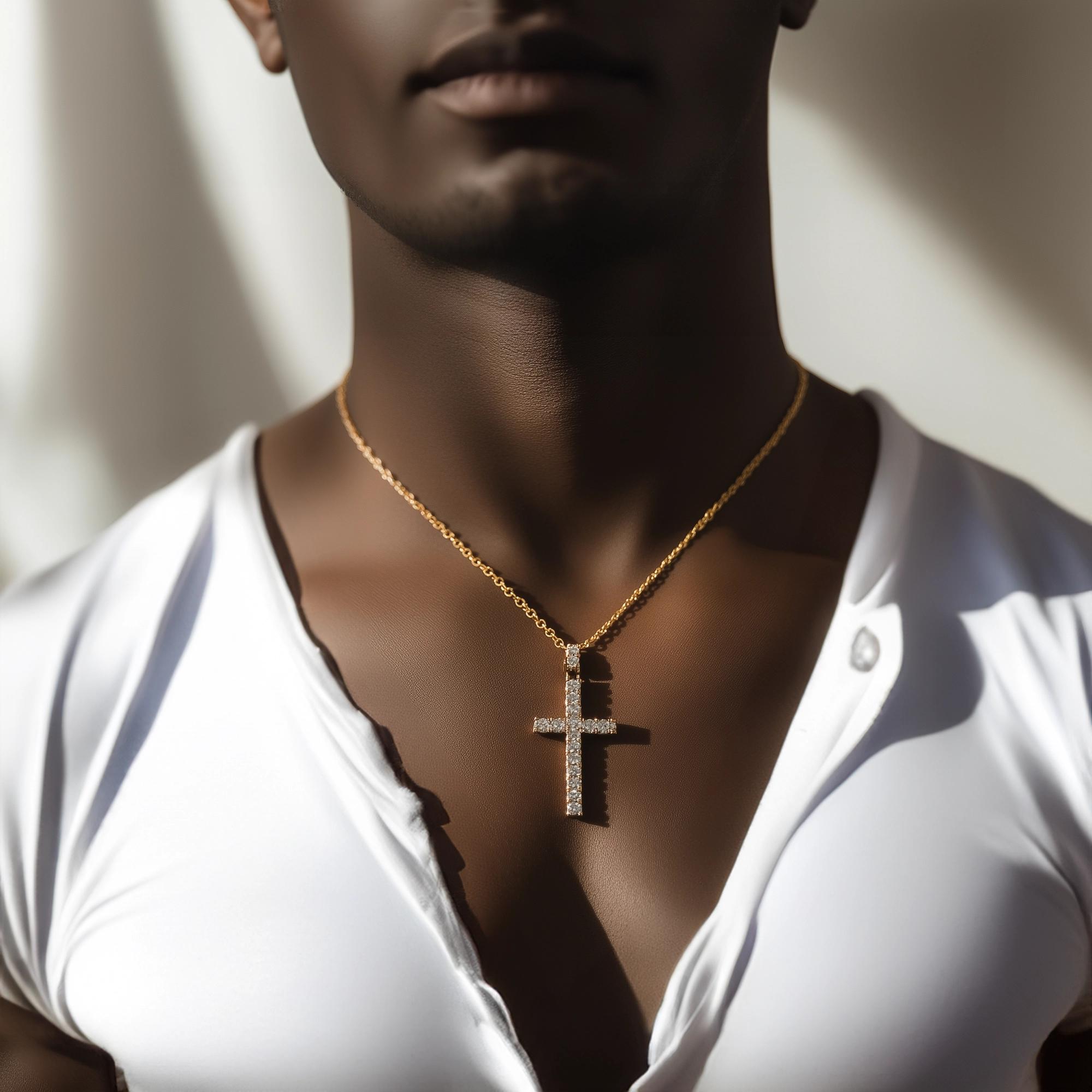 Main view of King Covenant Diamond Cross Pendant-43mm