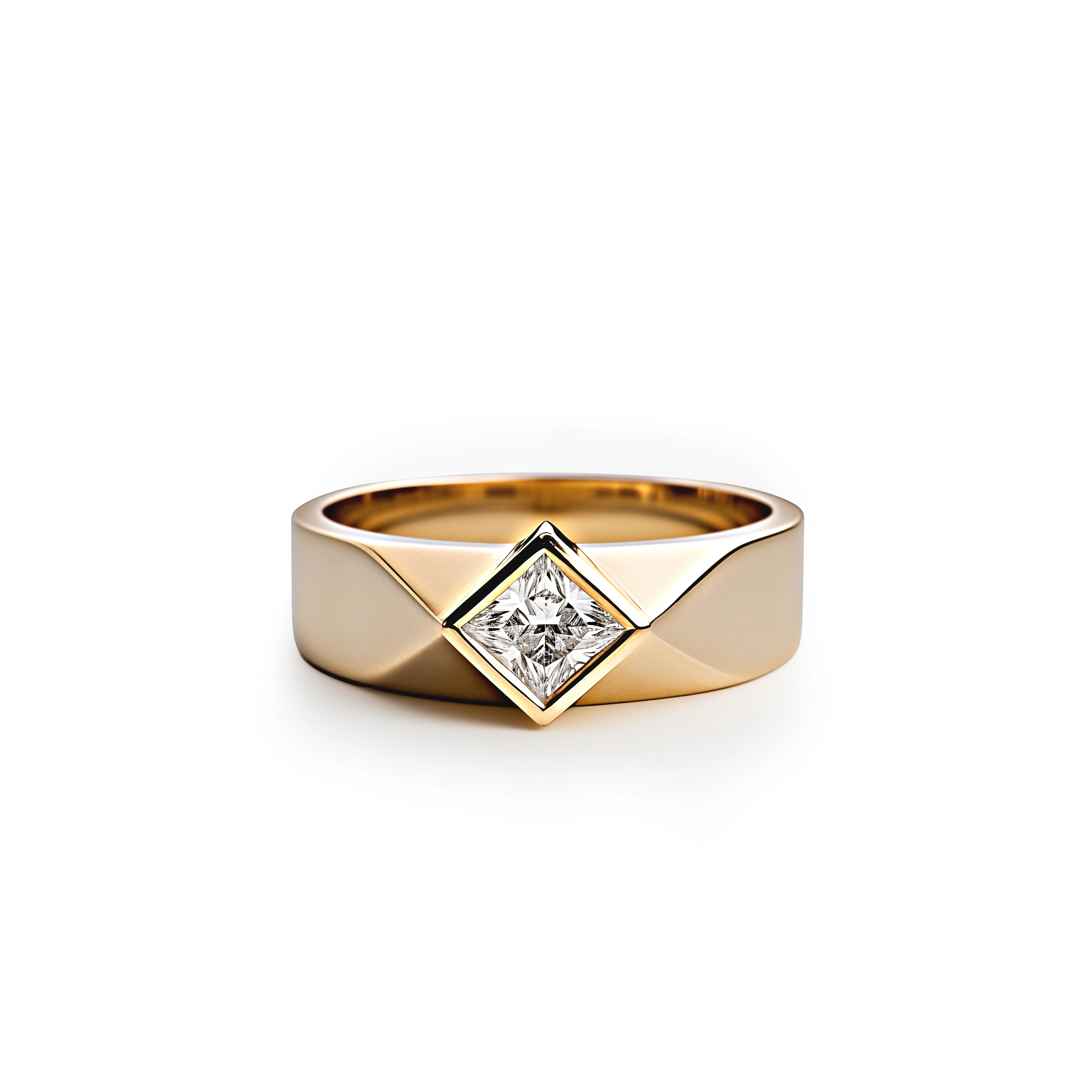 Main view of Contemporary Golden Solstice Princess Cut Band