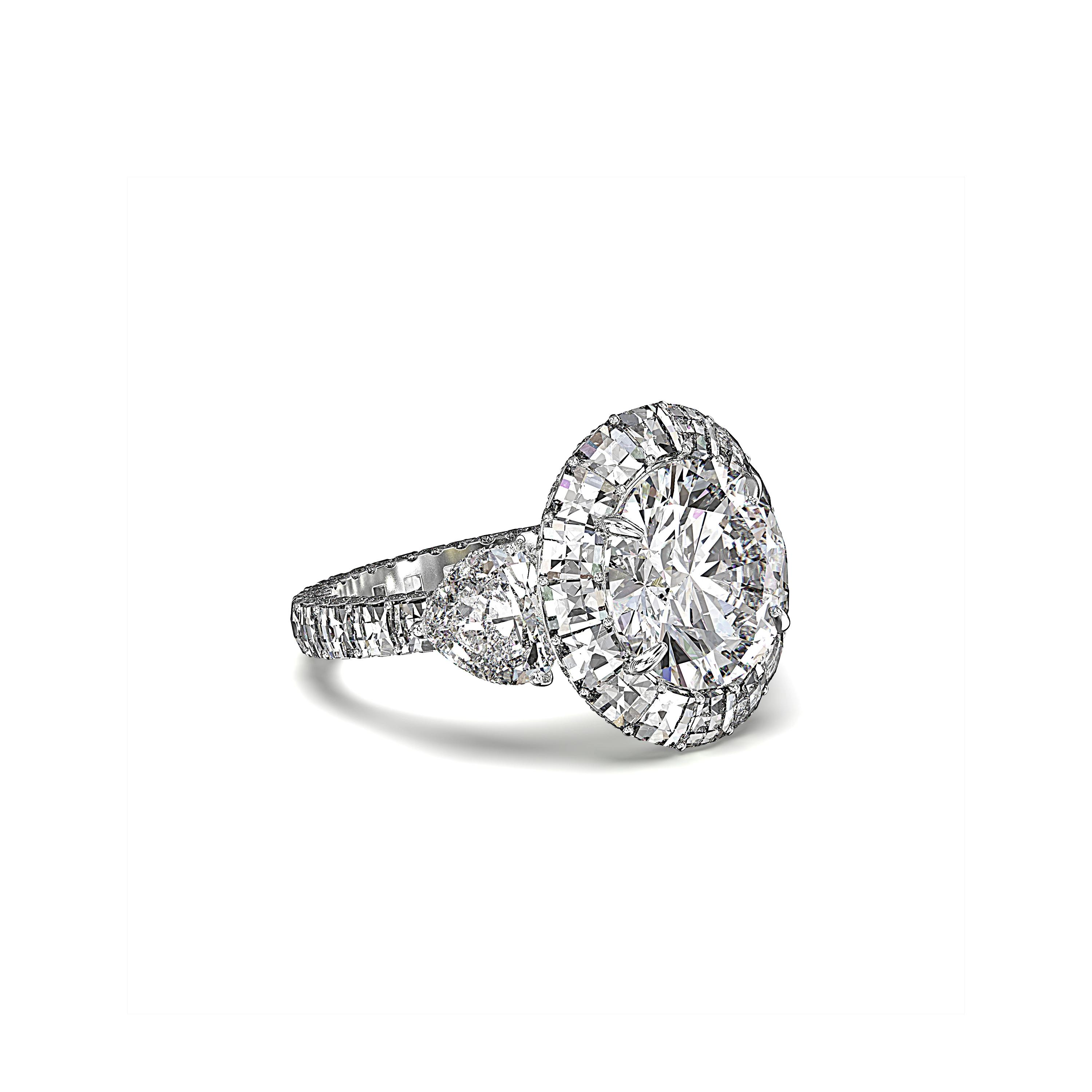 Main view of Hearts of Eternity Cushion Baguette Diamond Ring