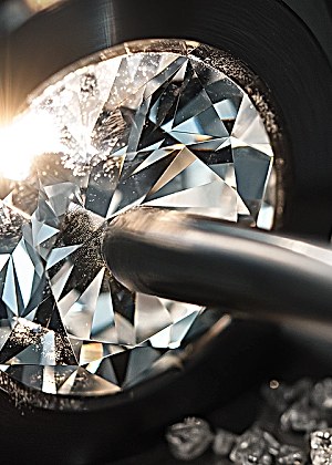 A diamond being selected for cutting and polishing.