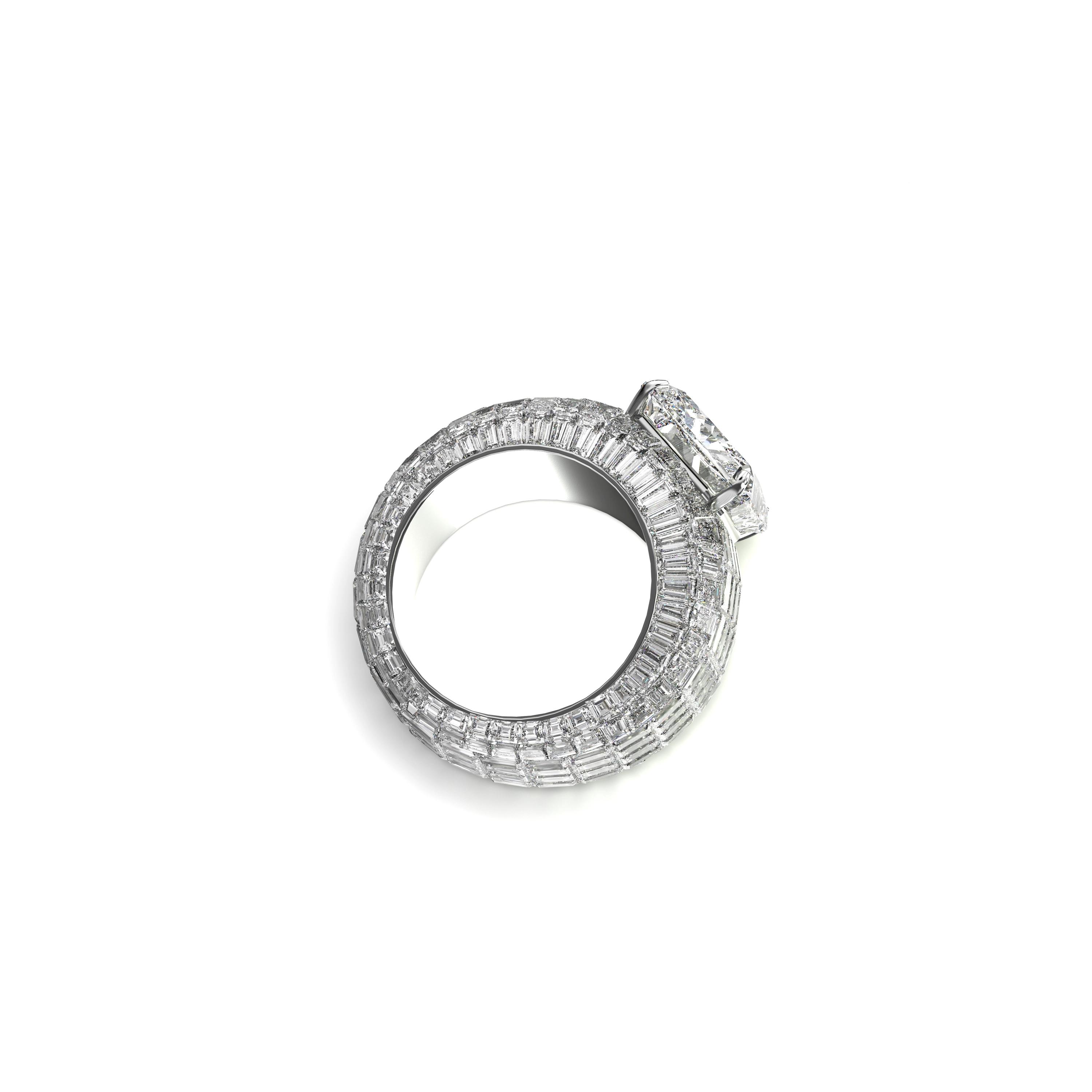 Main view of Majestic Cushion Baguette Diamond Ring