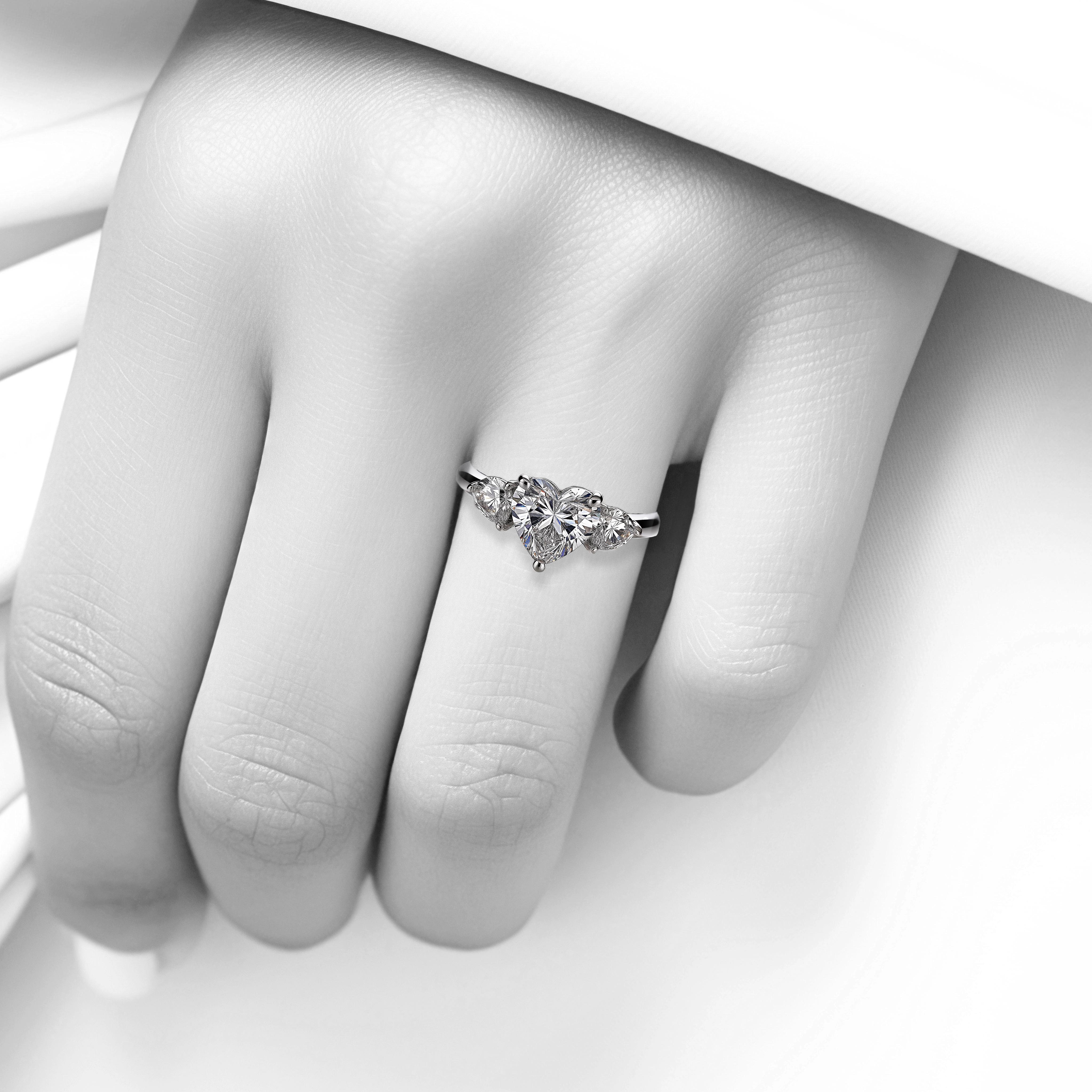 Main view of Pear-Embraced Heart Diamond Ring