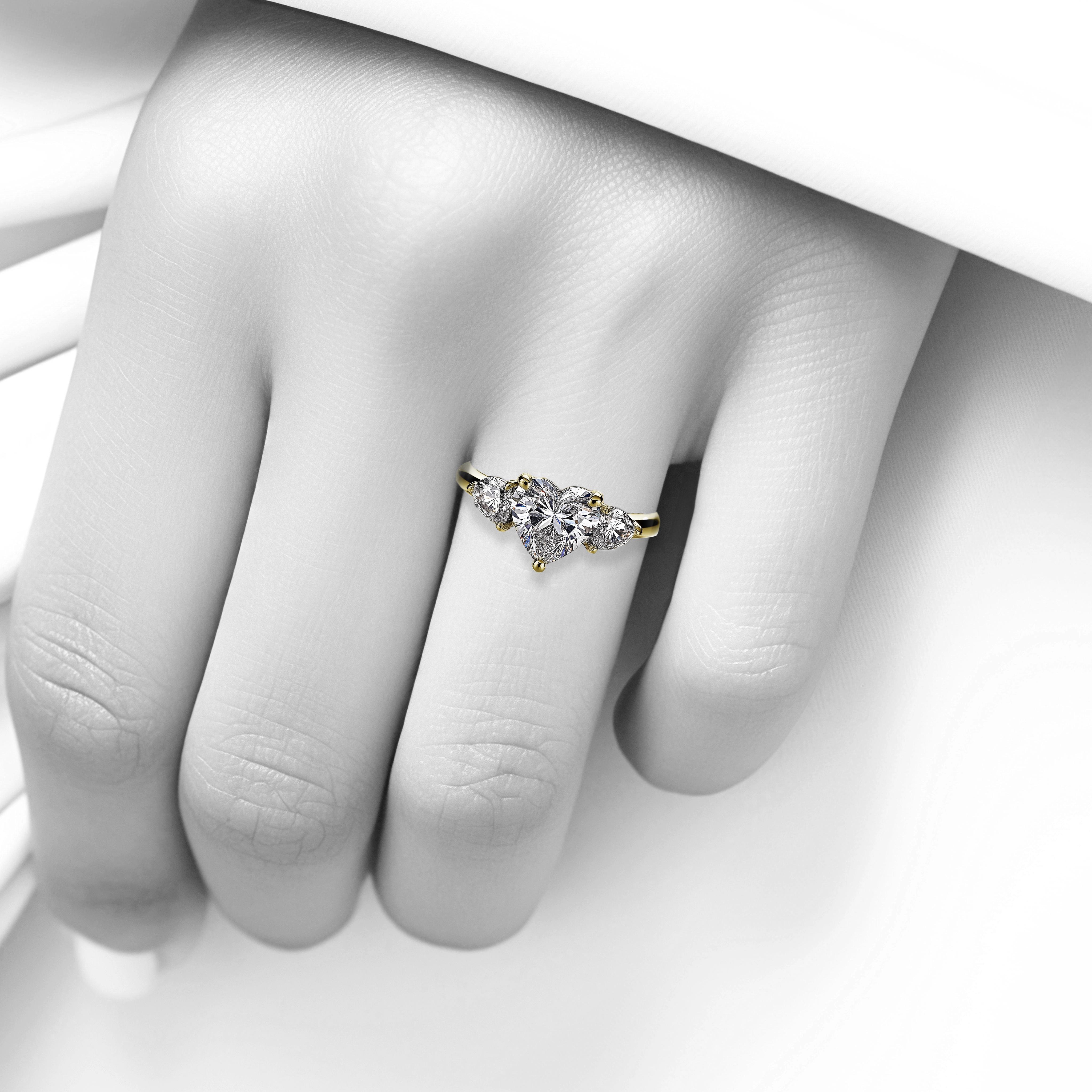Main view of Pear-Embraced Heart Diamond Ring