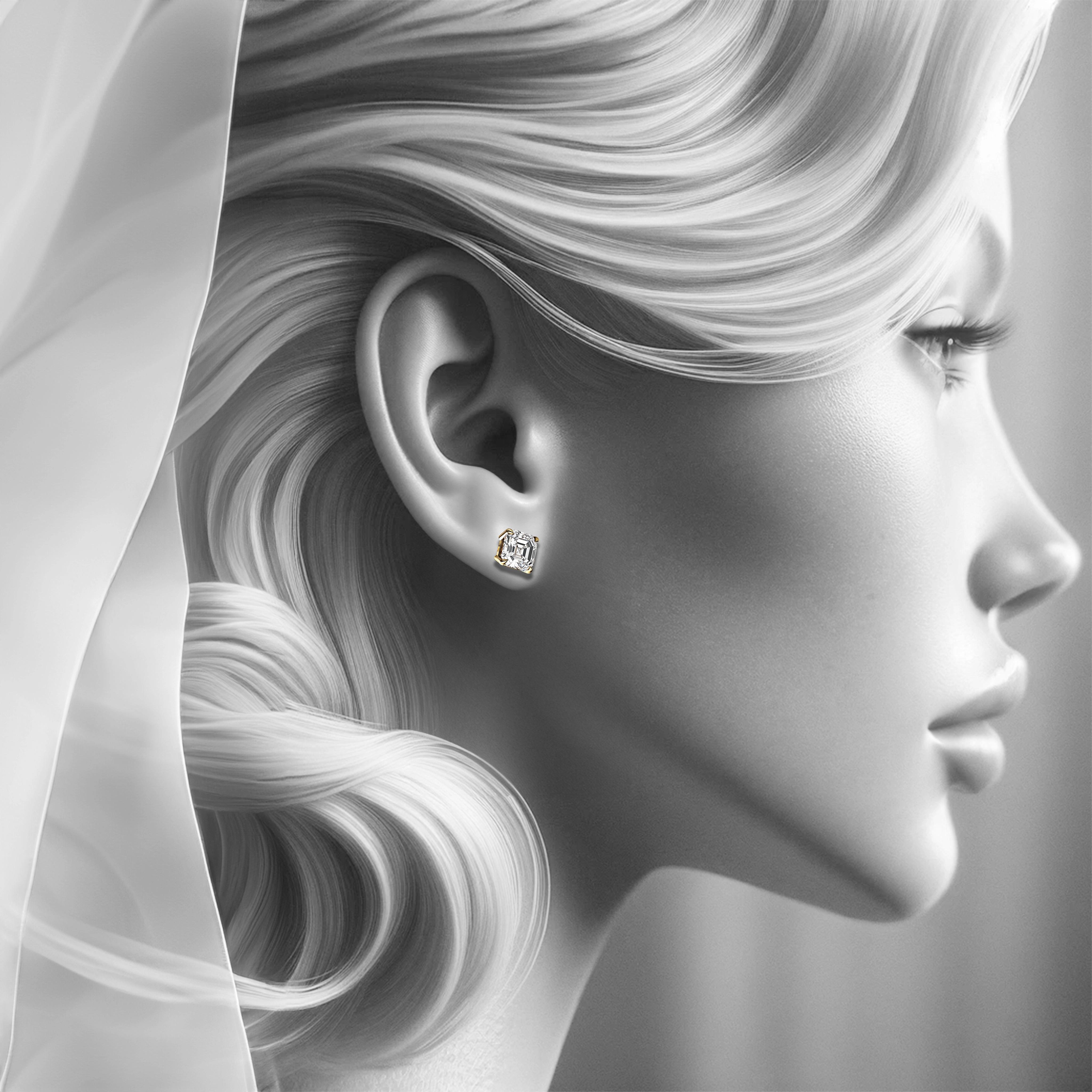 Main view of Contemporary Crown Diamond Studs