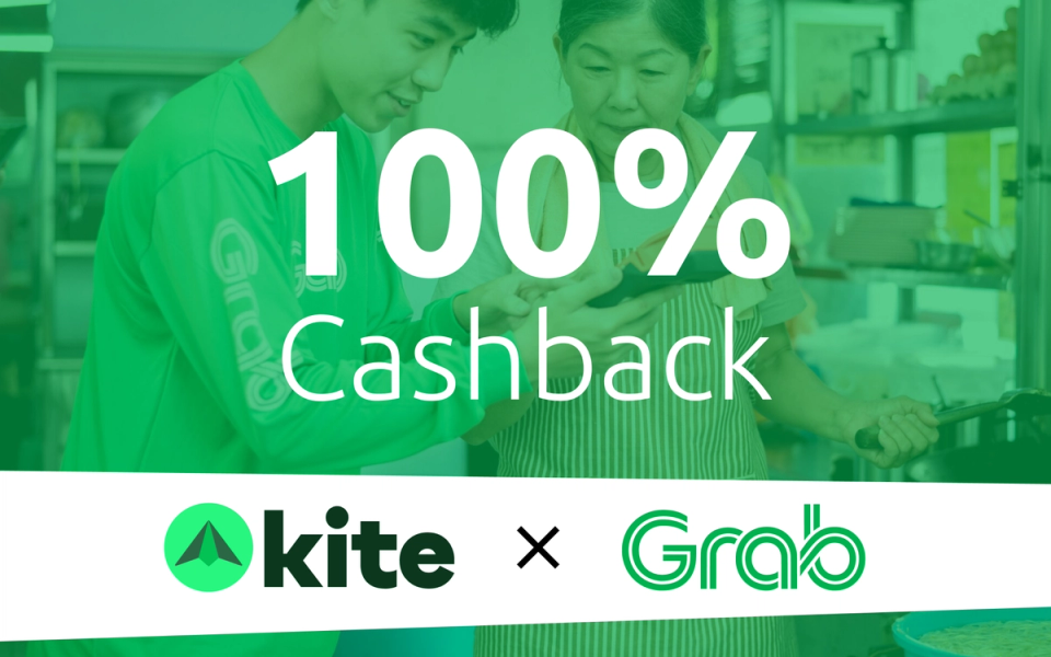 Kite × Grab, 100% back on your first ride in Singapore