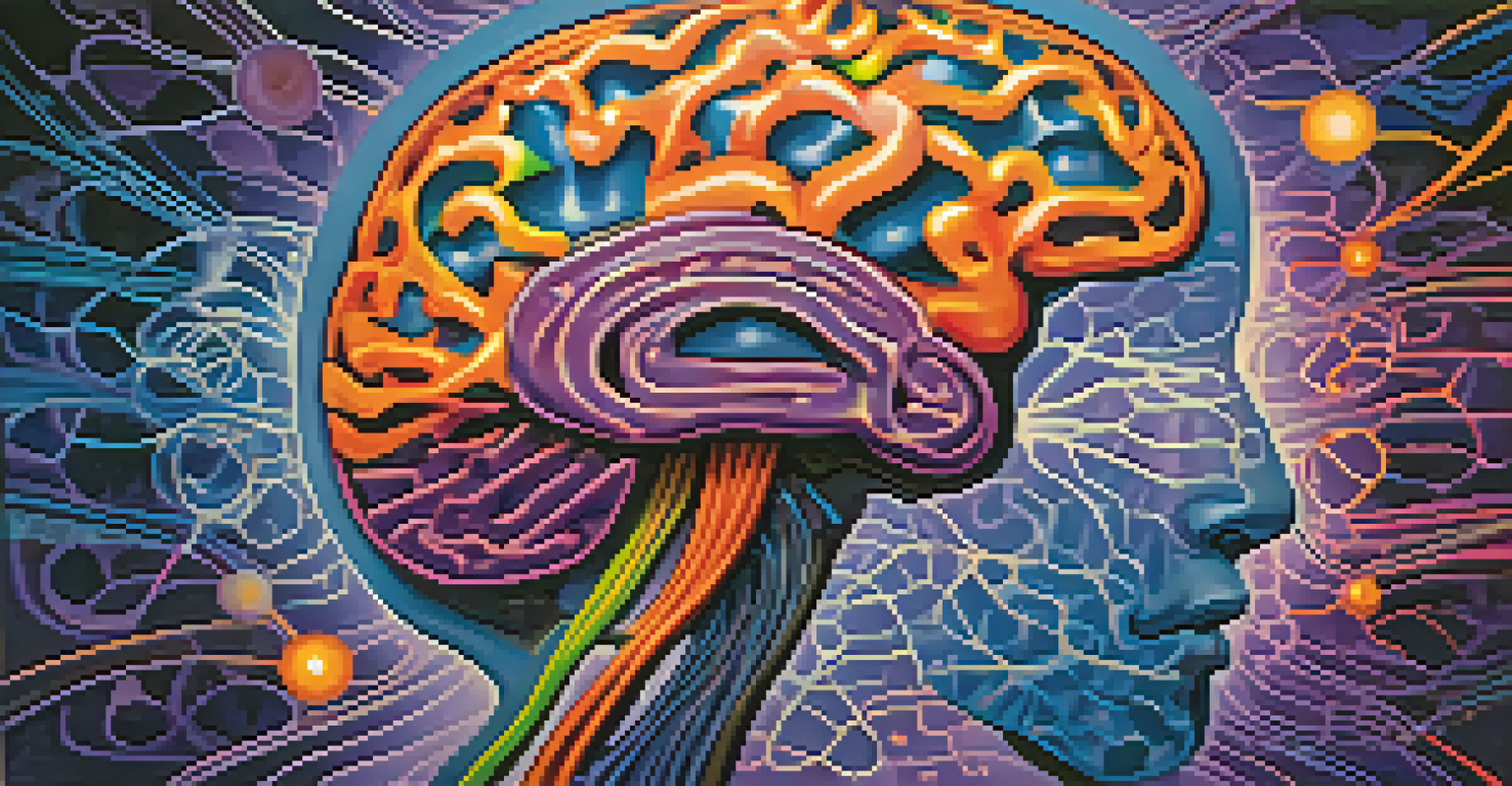 An abstract image of a human brain with colorful patterns symbolizing connectivity and neuroplasticity.