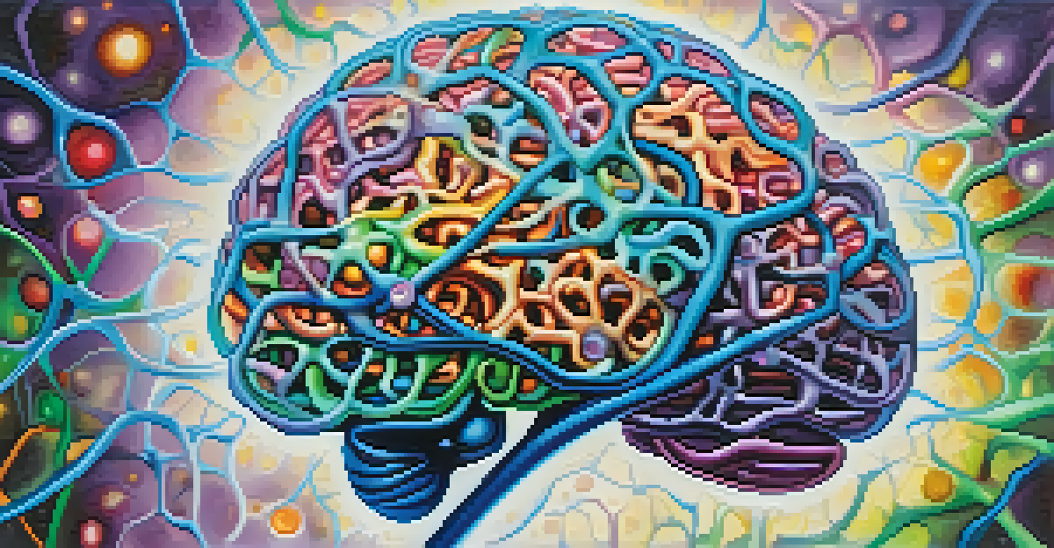 An abstract image of a brain with colorful neural connections representing healing and neuroplasticity.