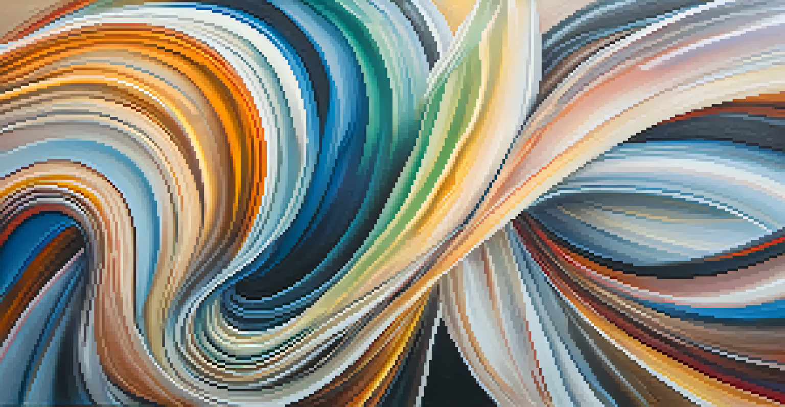 An abstract image representing interconnectedness with swirling colors and shapes symbolizing unity and harmony.