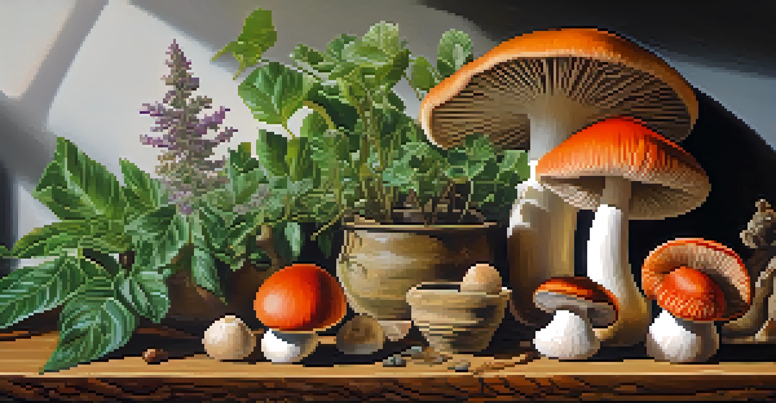 A close-up of traditional Greek psychoactive plants on a wooden table, showcasing vibrant colors and textures.