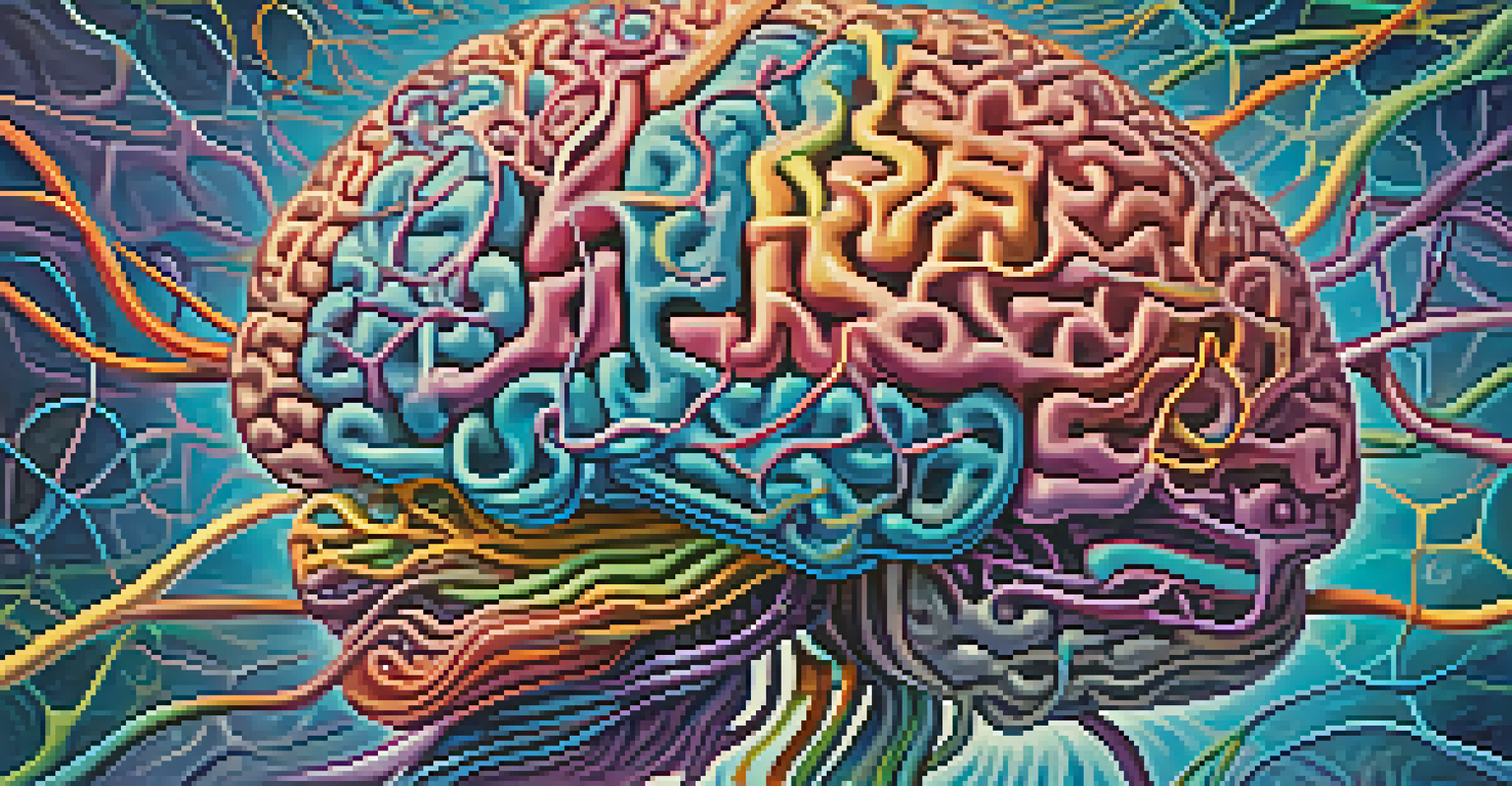 A colorful artistic representation of a human brain surrounded by swirling neural pathways.