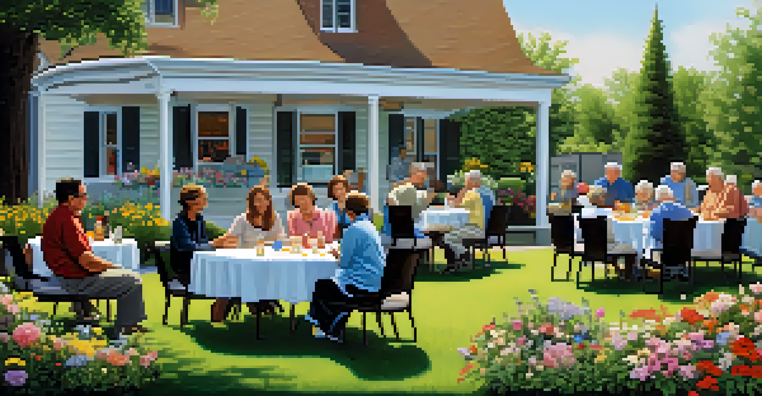 Residents of a neighborhood engaged in a council meeting outdoors, showing expressions of understanding and cooperation.