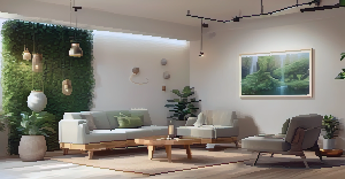 A tranquil therapy room with warm lighting, comfortable furniture, and natural elements like plants, designed for a calming therapeutic experience.