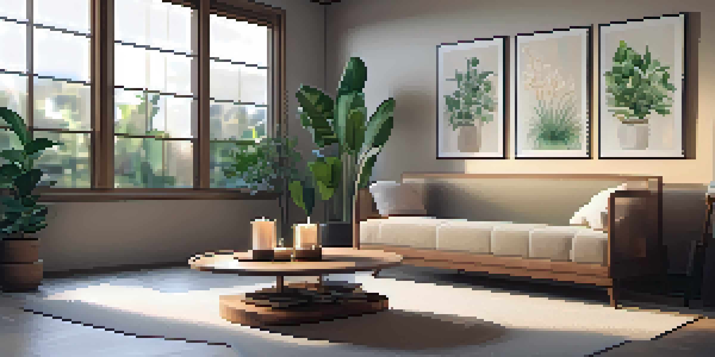 A tranquil therapy room featuring soft lighting, comfortable seating, and calming artwork, designed for relaxation and introspection.