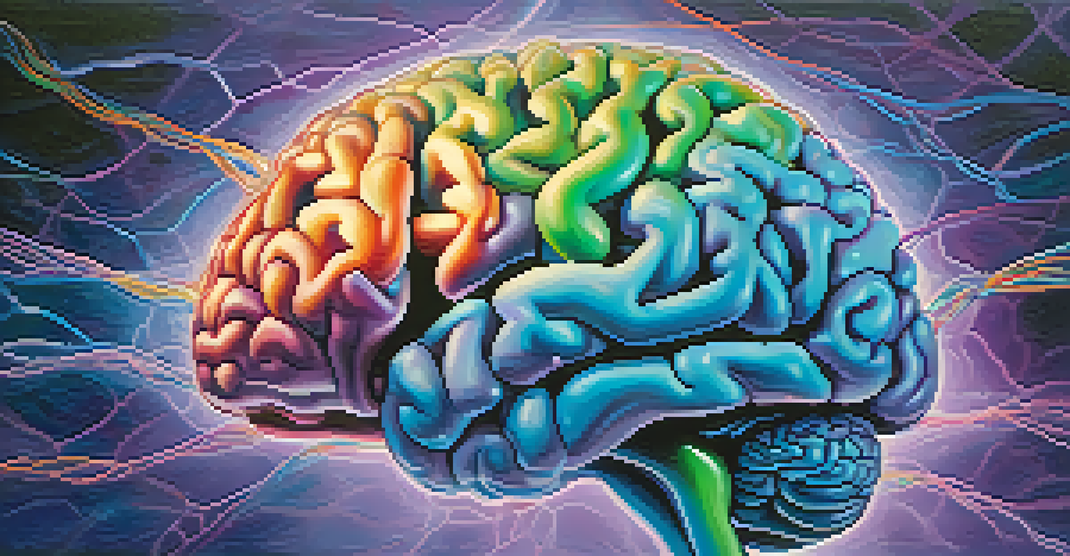 An abstract image of a colorful brain with glowing neural pathways, symbolizing transformation and healing.