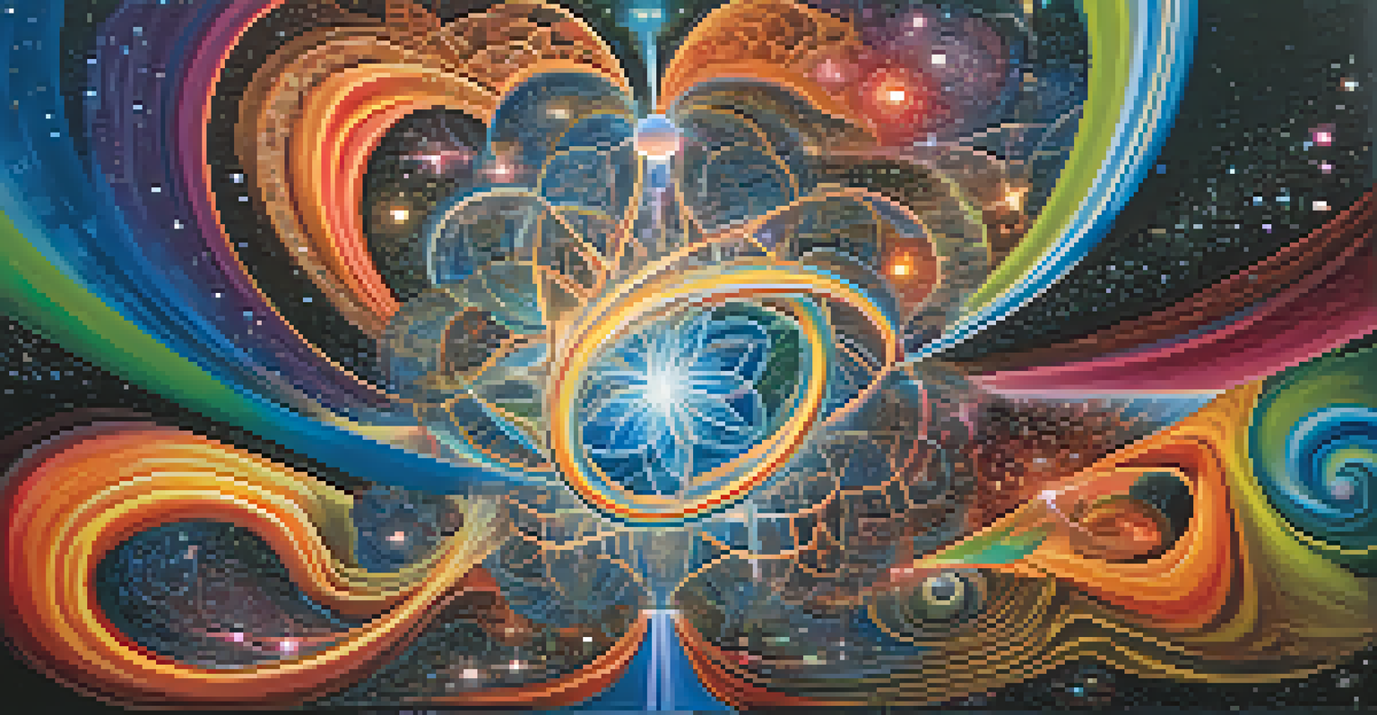 An abstract image of swirling colors and patterns representing expanded consciousness and interconnectedness.