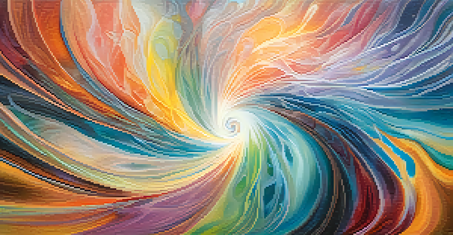 An abstract image featuring swirling colors and shapes, symbolizing the connection between entheogens and community healing.