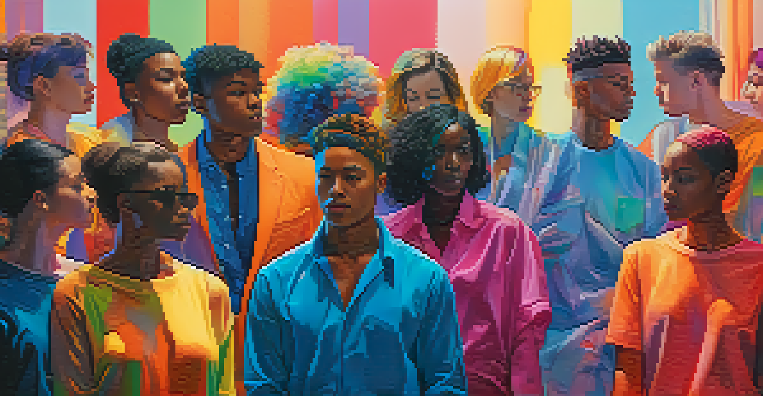 An abstract image depicting the fluidity of gender identity with colorful gradients and diverse silhouettes.
