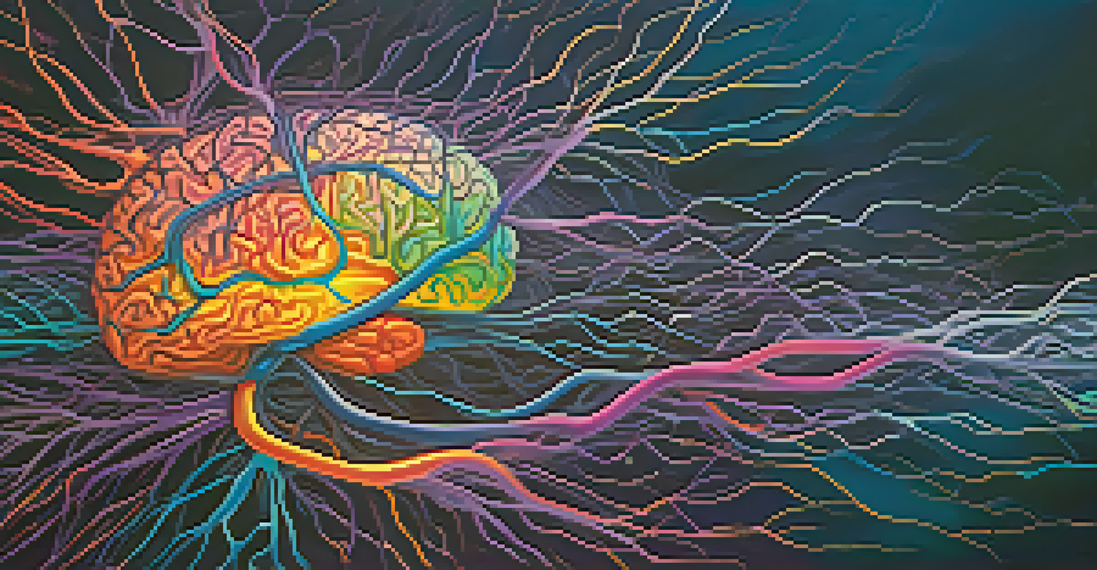 A colorful abstract illustration of brain connections, representing neural activity during mystical experiences.